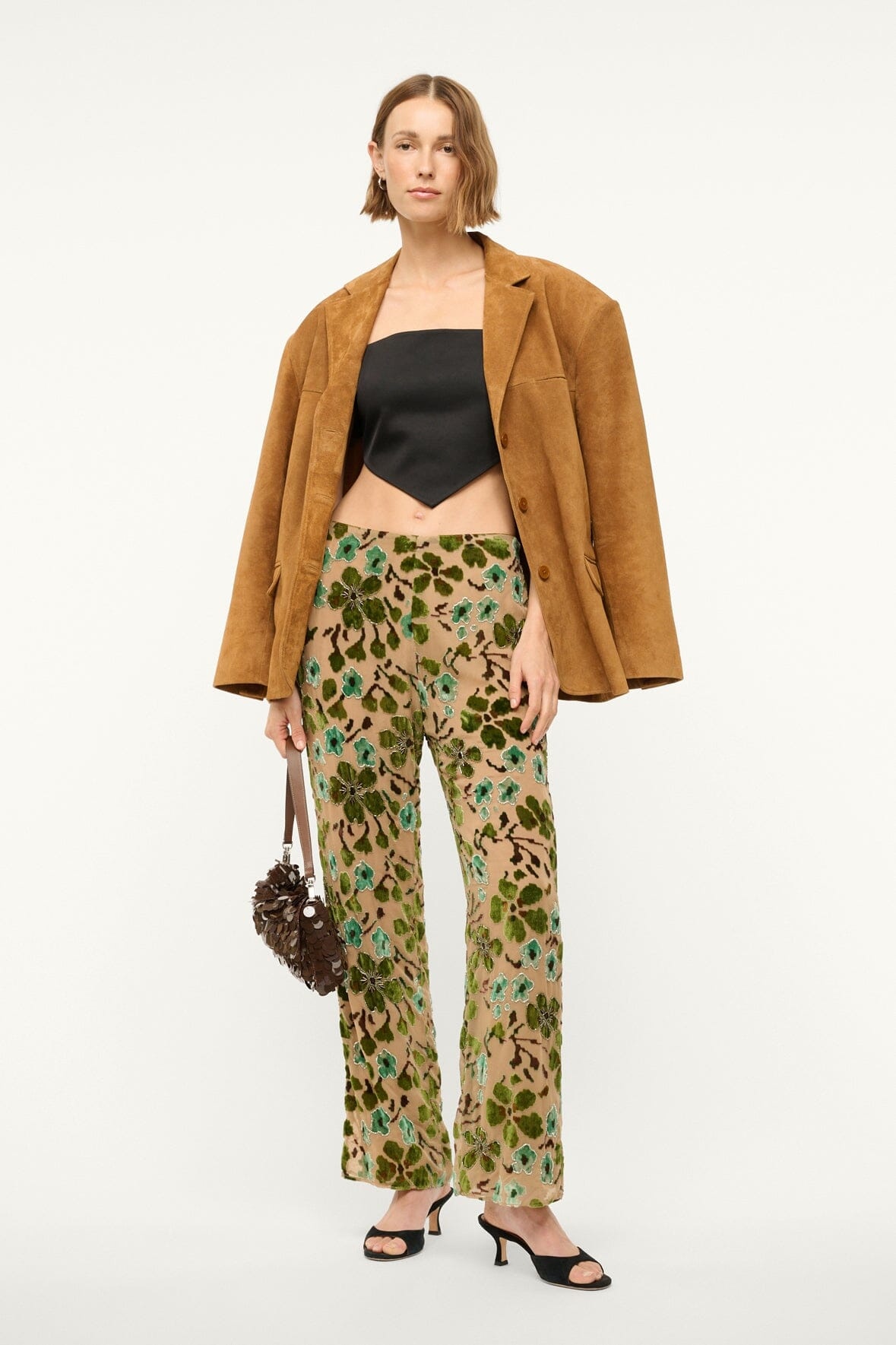 STAUD AVOLA PANT MOSS FLORAL TAPESTRY - 4