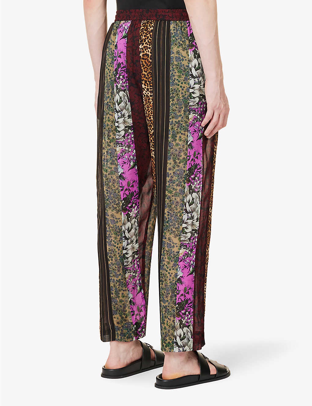 Penny patchwork-patterned straight-leg relaxed-fit woven trousers - 4