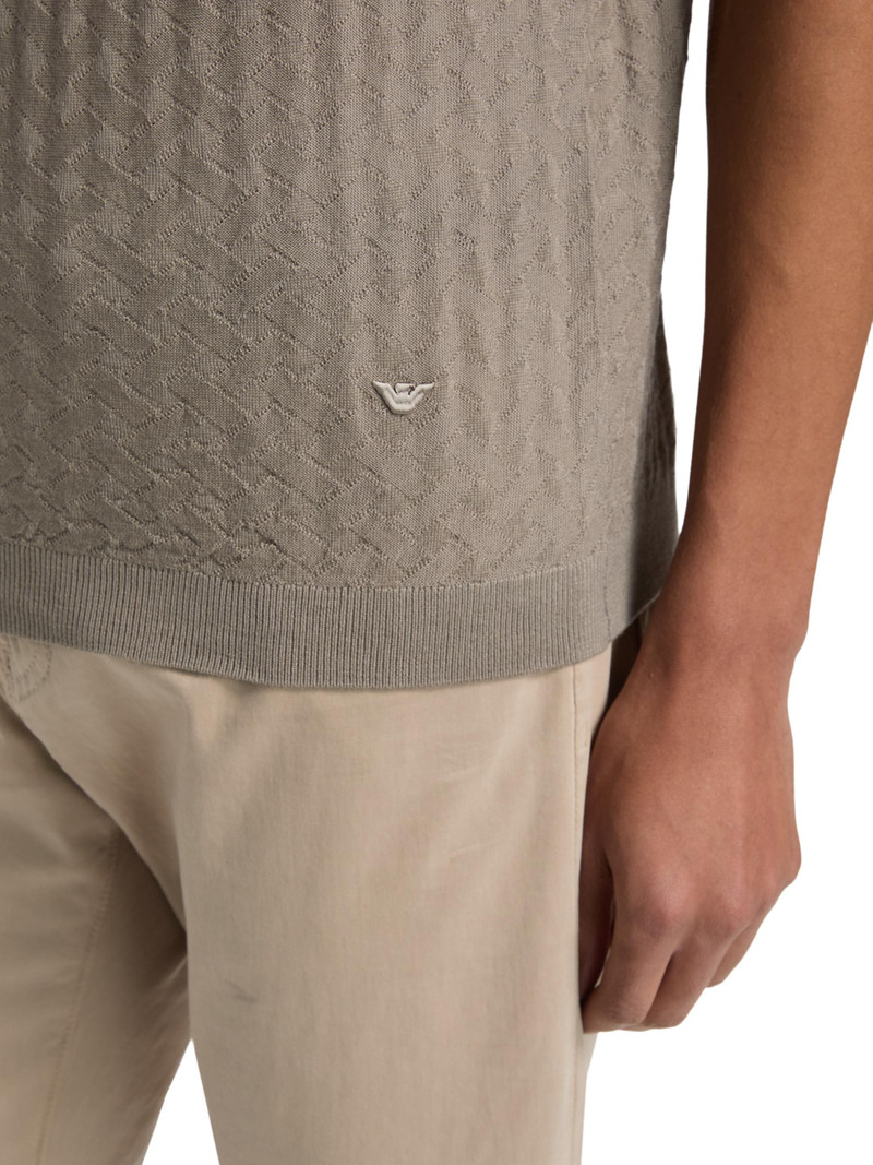 Men's Tonal Basketweave Wool Sweater - Tan 6