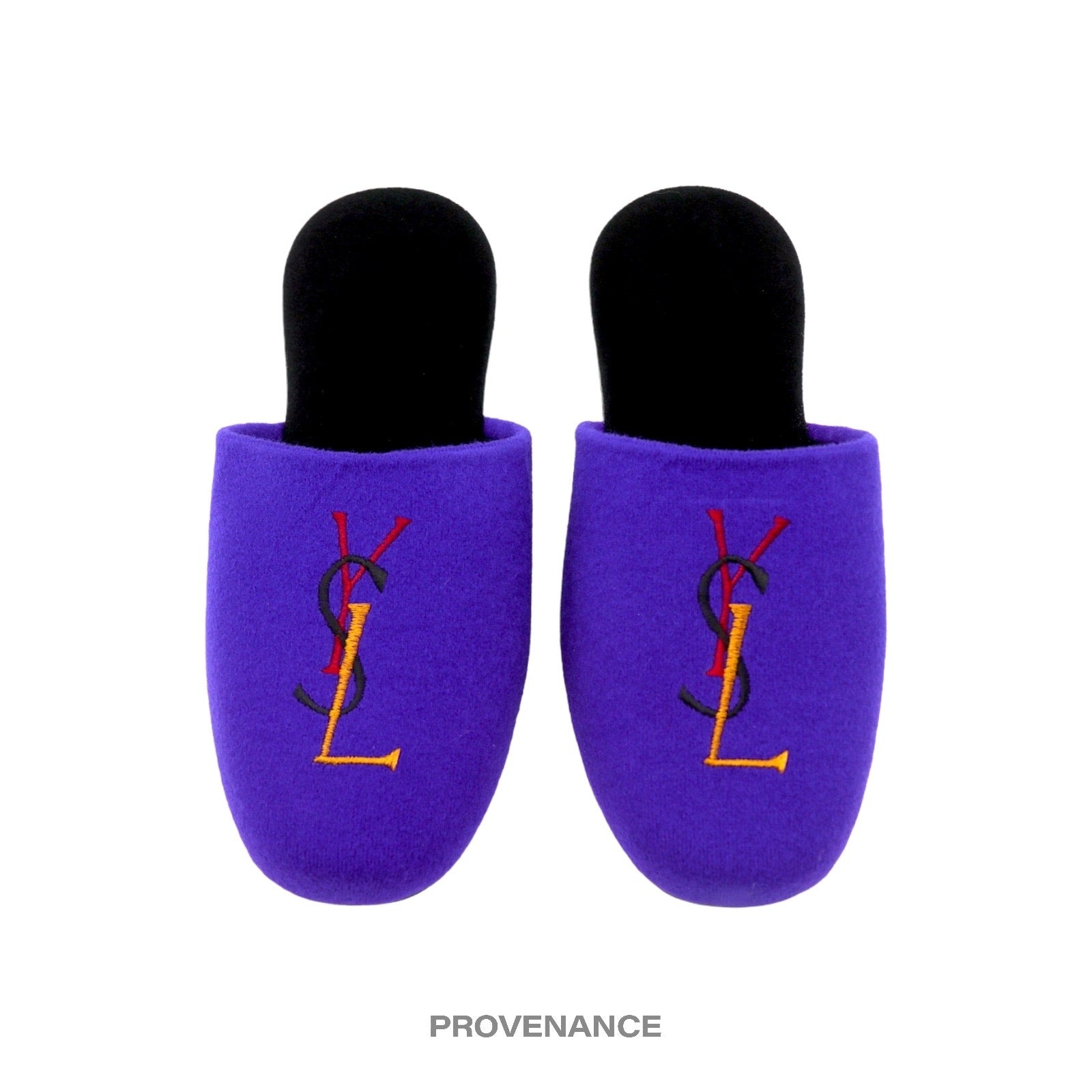 Yves Saint Laurent YSL Velour Logo Slipper - Purple - 2