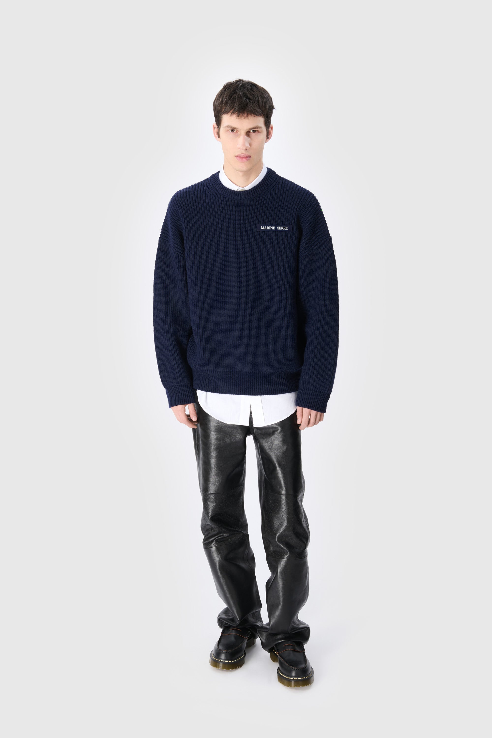 Ms Half Cardigan Knit Crewneck Sweater - 2