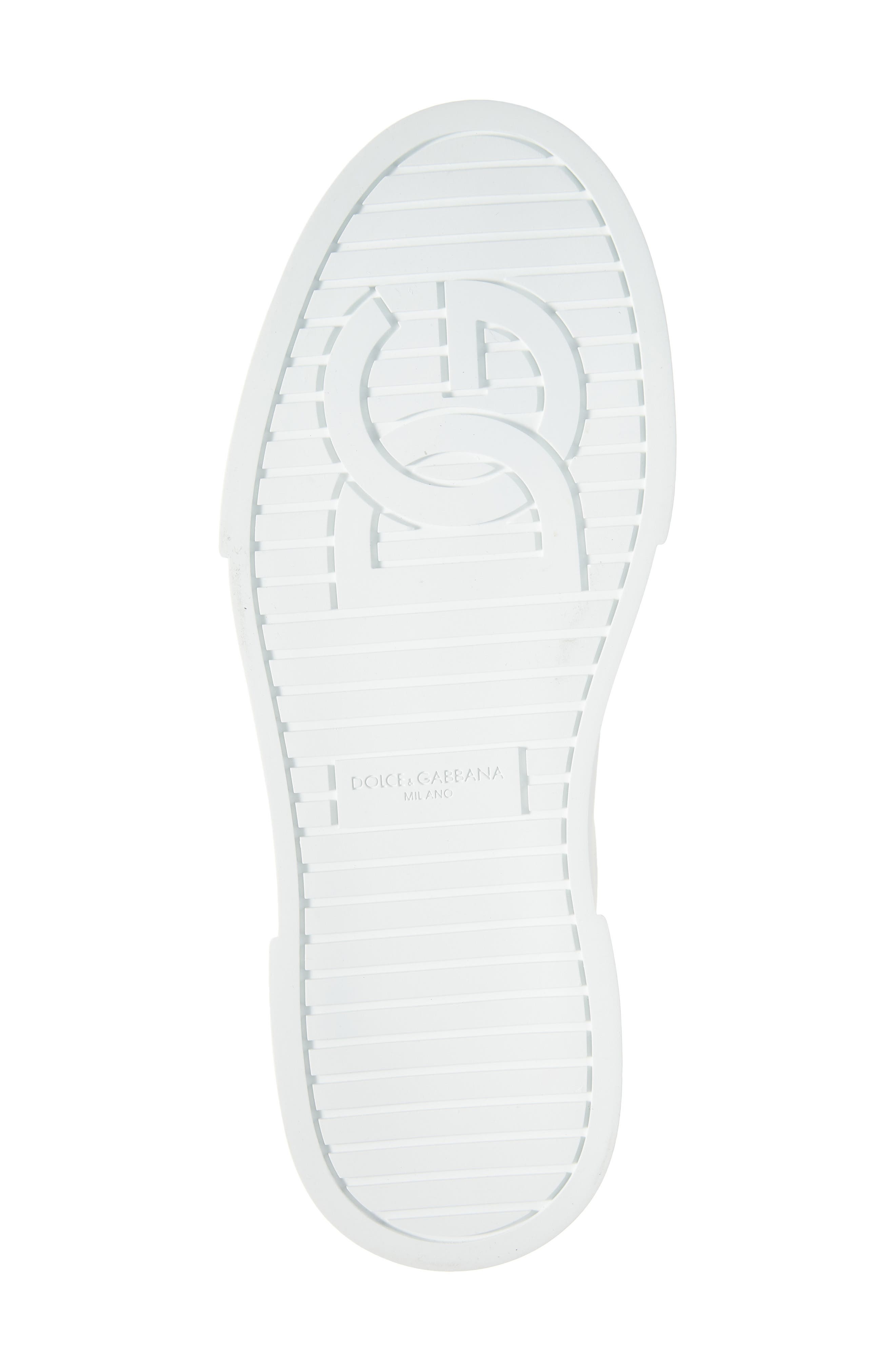 Dolce&Gabbana Portofino Leather Low Top Sneaker in Bianco/Smeraldo at Nordstrom - 6