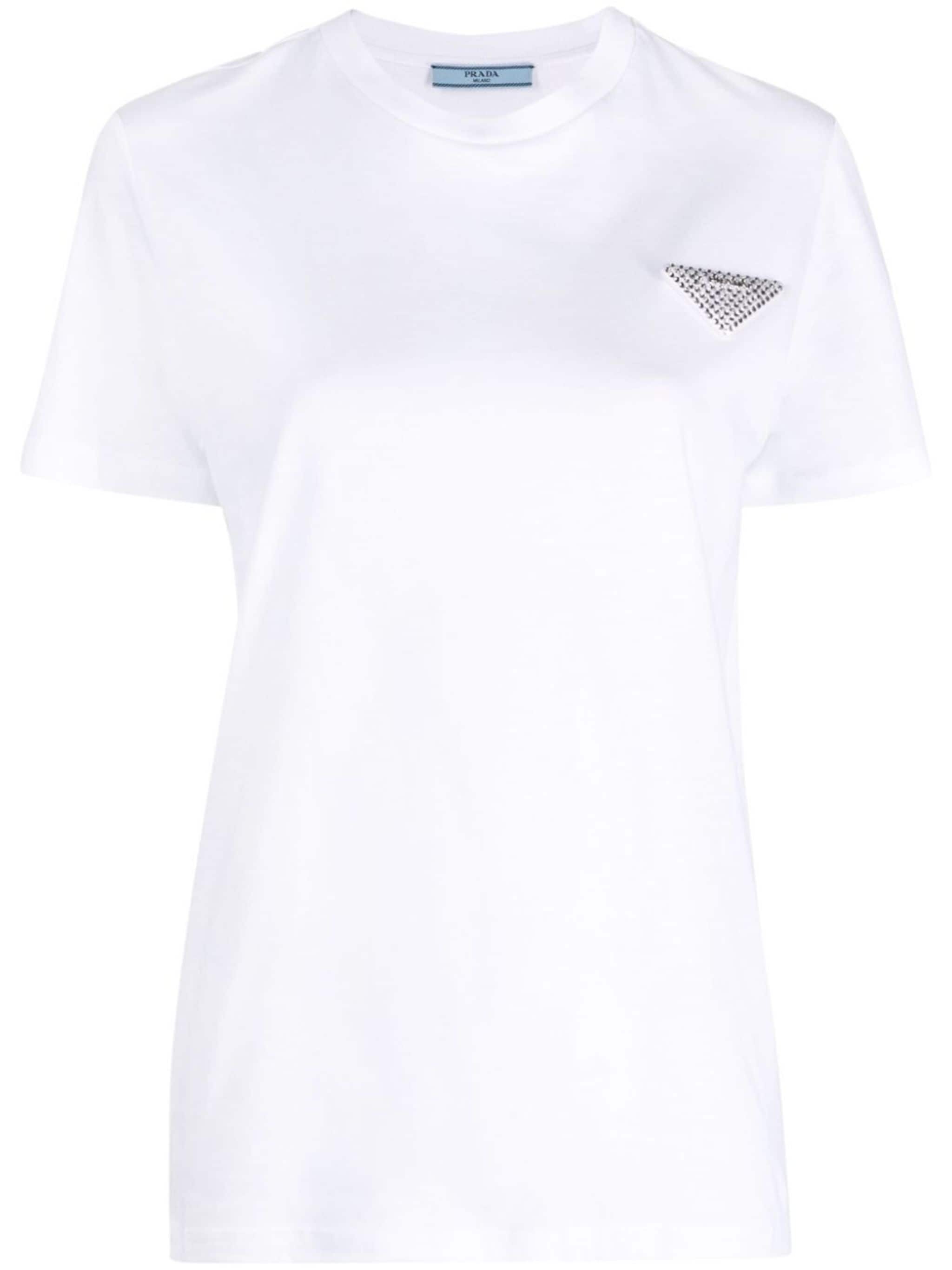 Prada crystal-embellished triangle logo T-shirt | REVERSIBLE