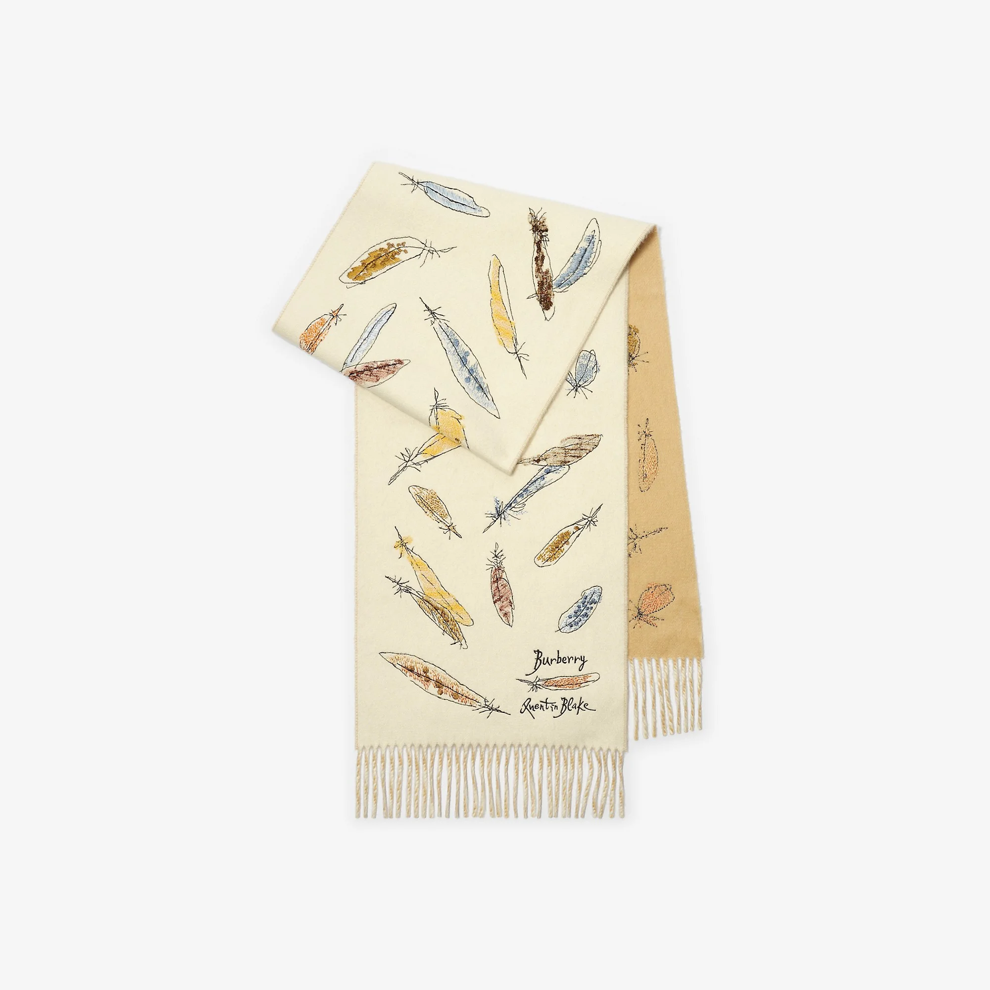 Feather Print Cashmere Scarf - 1