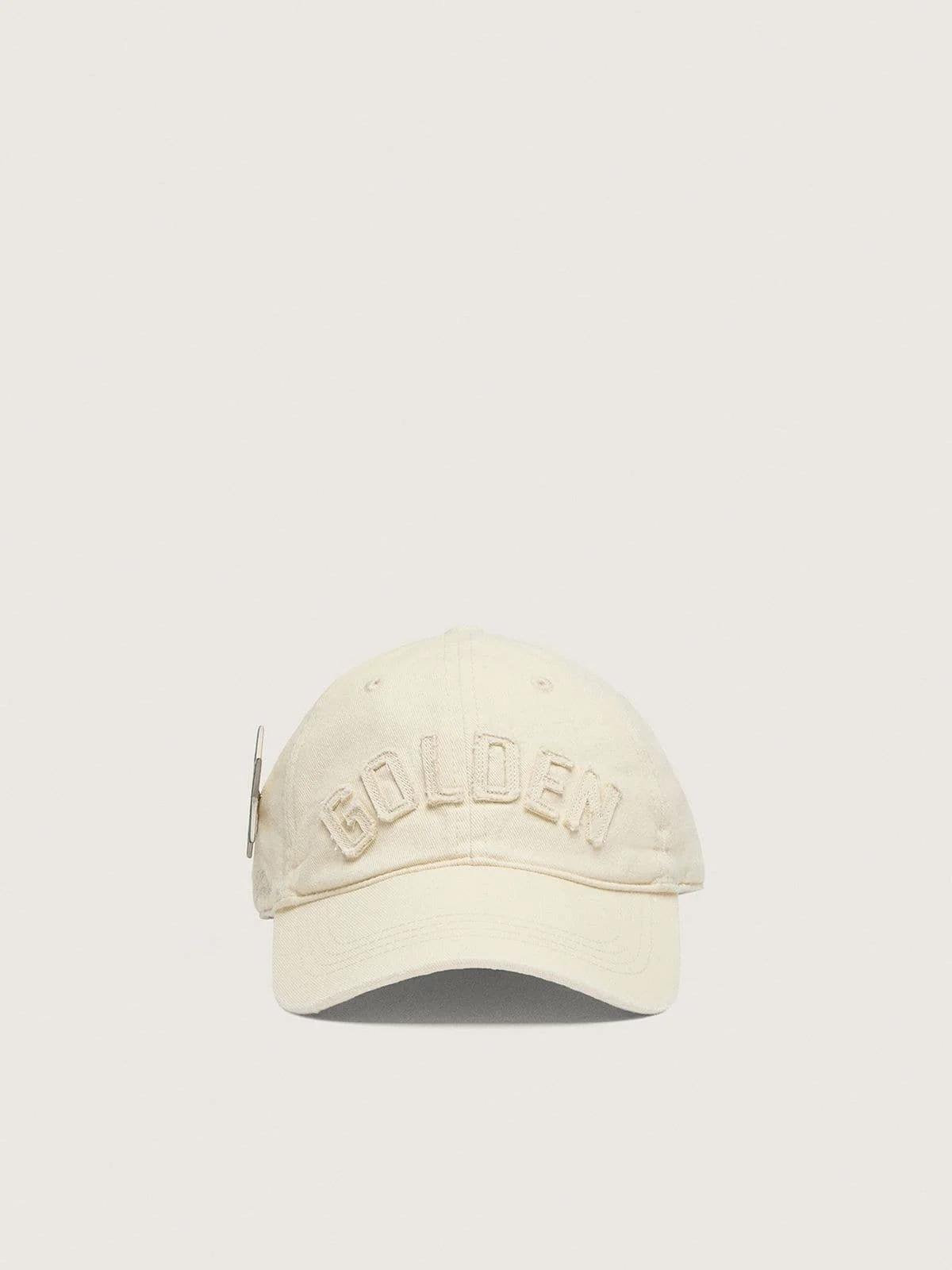 Cream baseball cap with tone-on-tone "Golden" patch and green star pin - 1