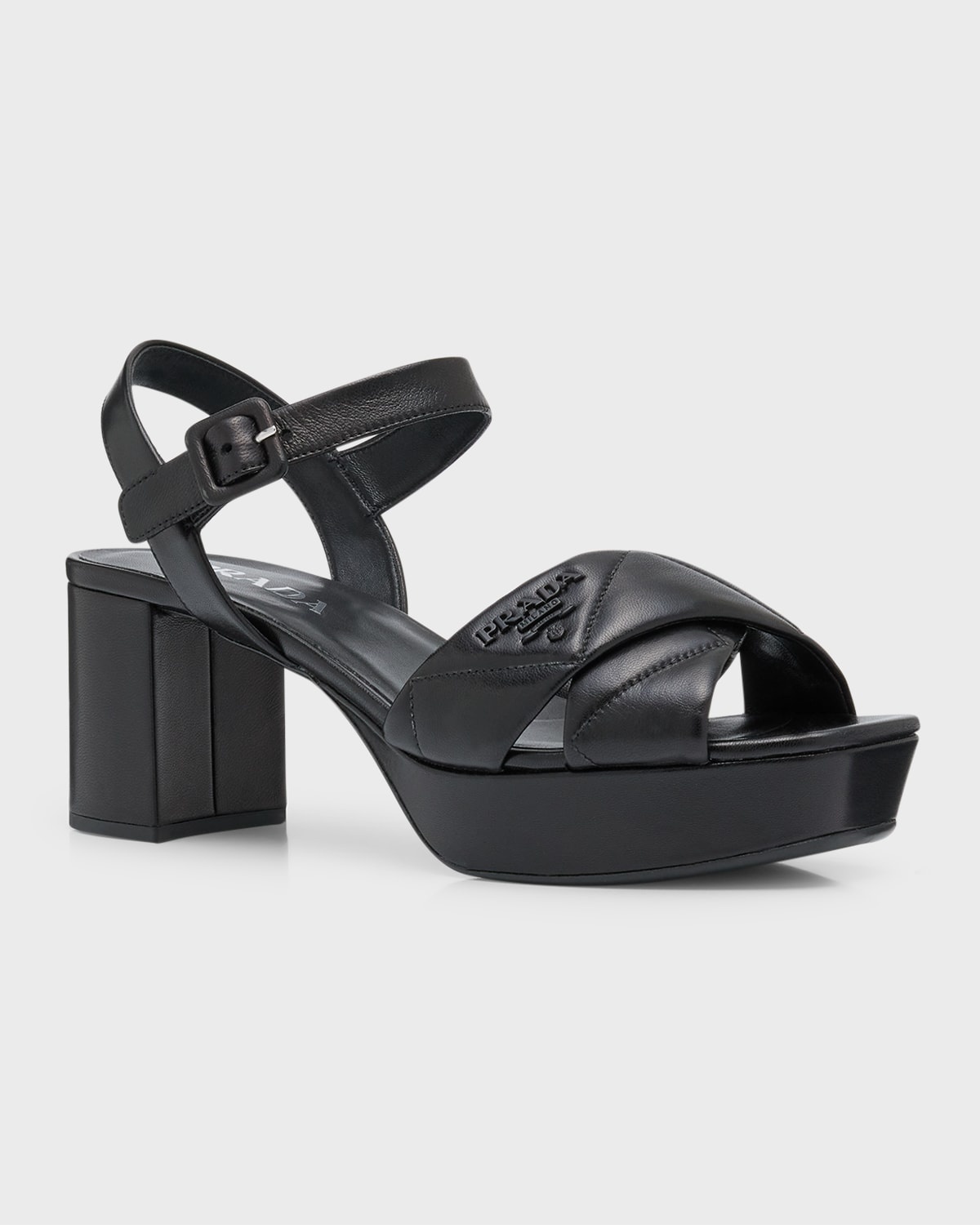 Quilted Leather Ankle-Strap Platform Sandals - 3