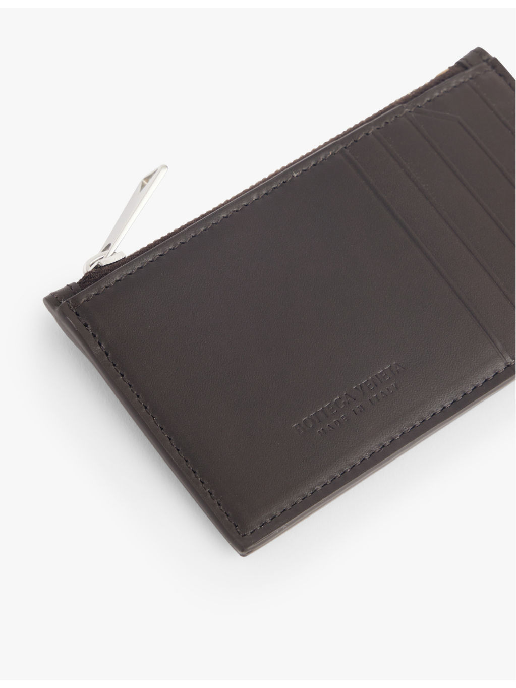 Intrecciato zip leather card holder - 2