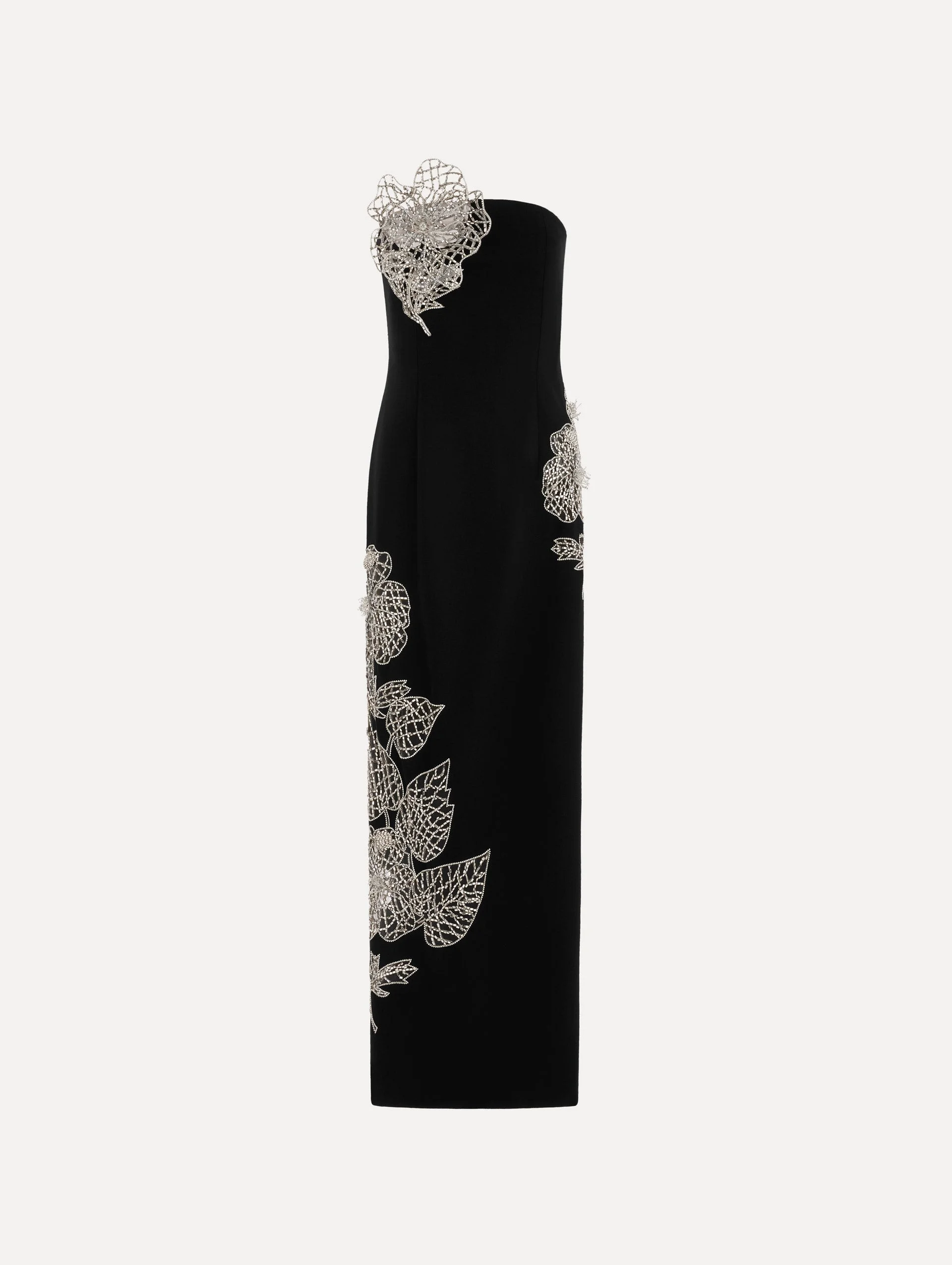 CRYSTAL LEAVES EMBROIDERED COCKTAIL DRESS - 1