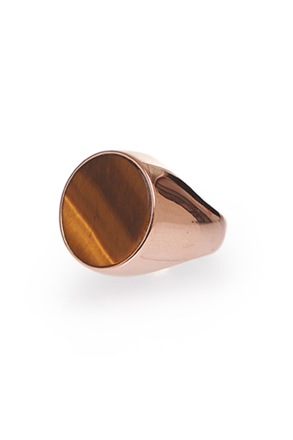 “One Ounce” Signet Ring In Rose Gold & Tiger's Eye - 4