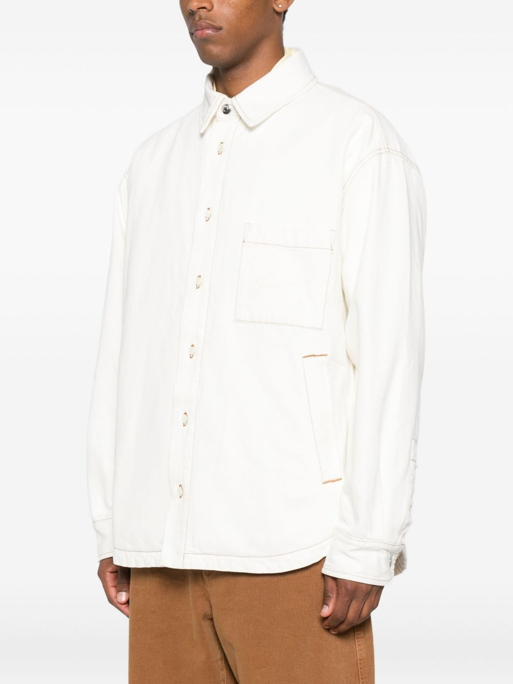 contrast-stitch shirt jacket - 3