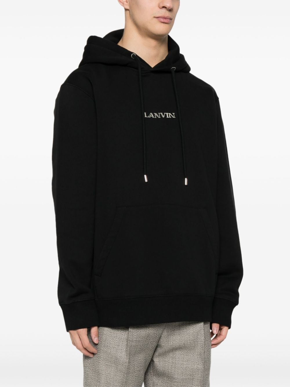 logo-embroidered cotton hoodie - 4