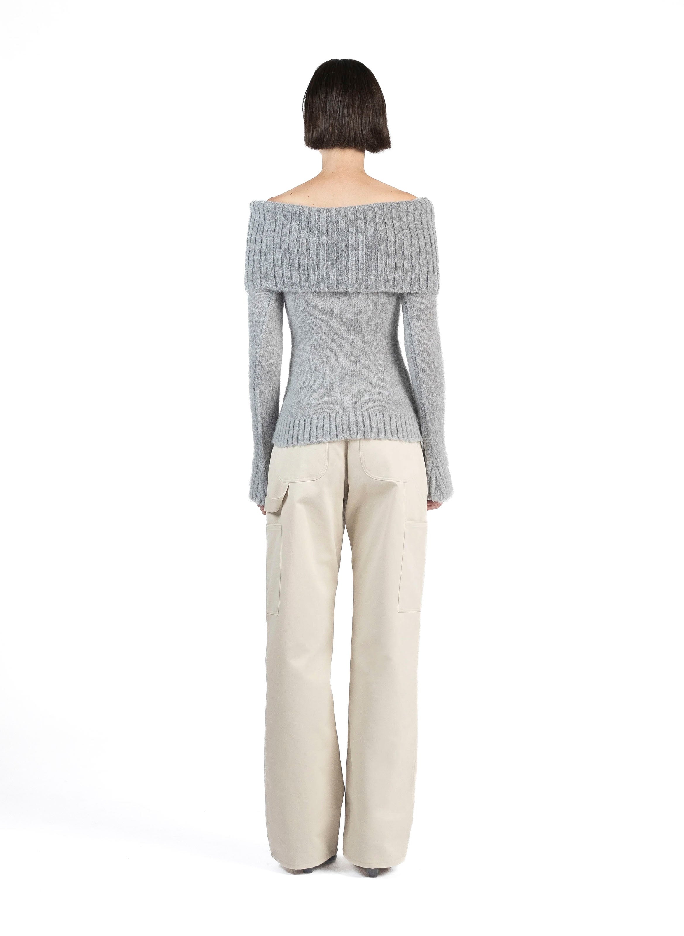 Mohair Off Shoulder Jumper Grey - 4