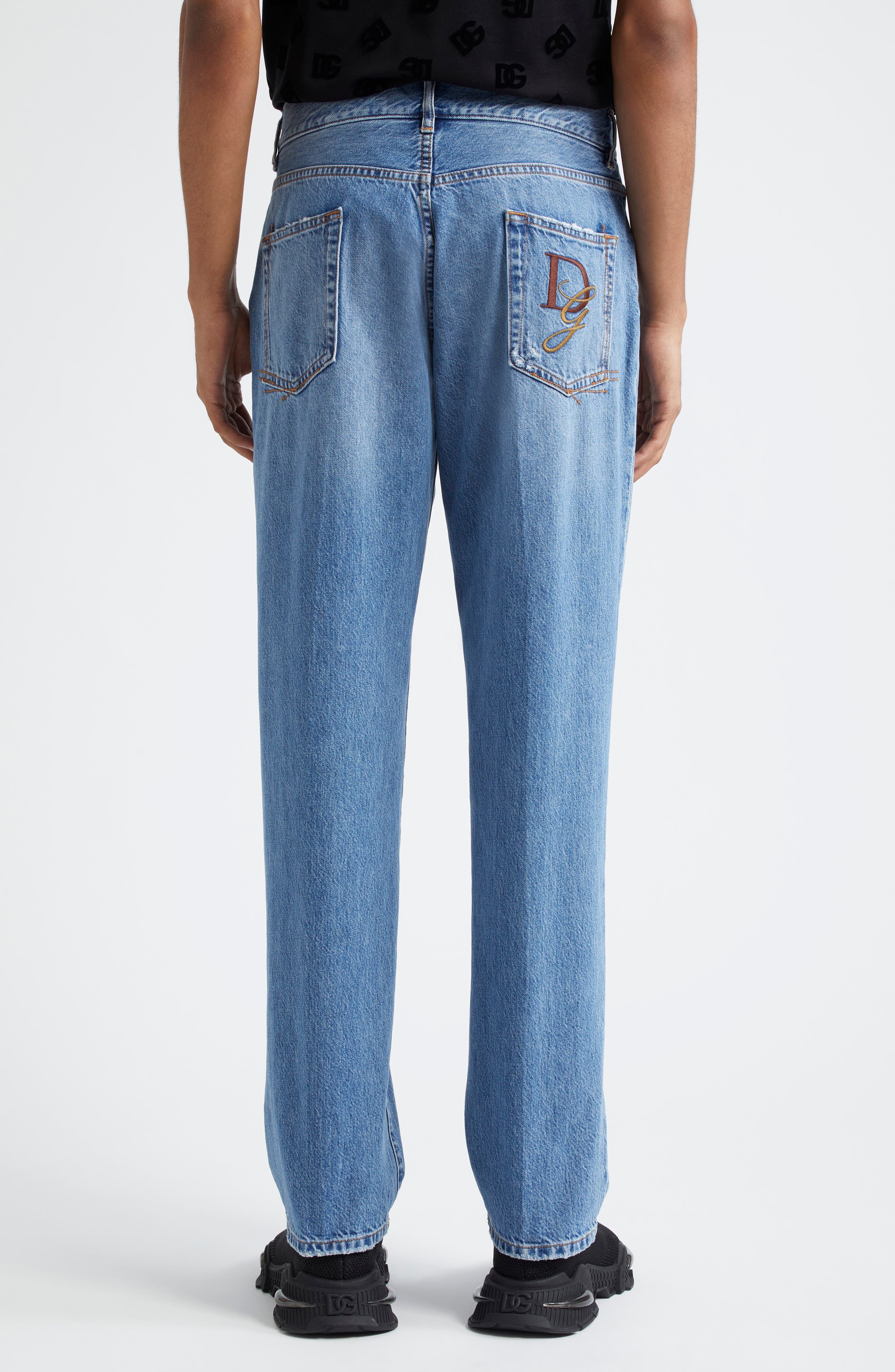 Dolce&Gabbana Distressed Straight Leg Jeans in S9001 Variante Abbinata at Nordstrom - 2