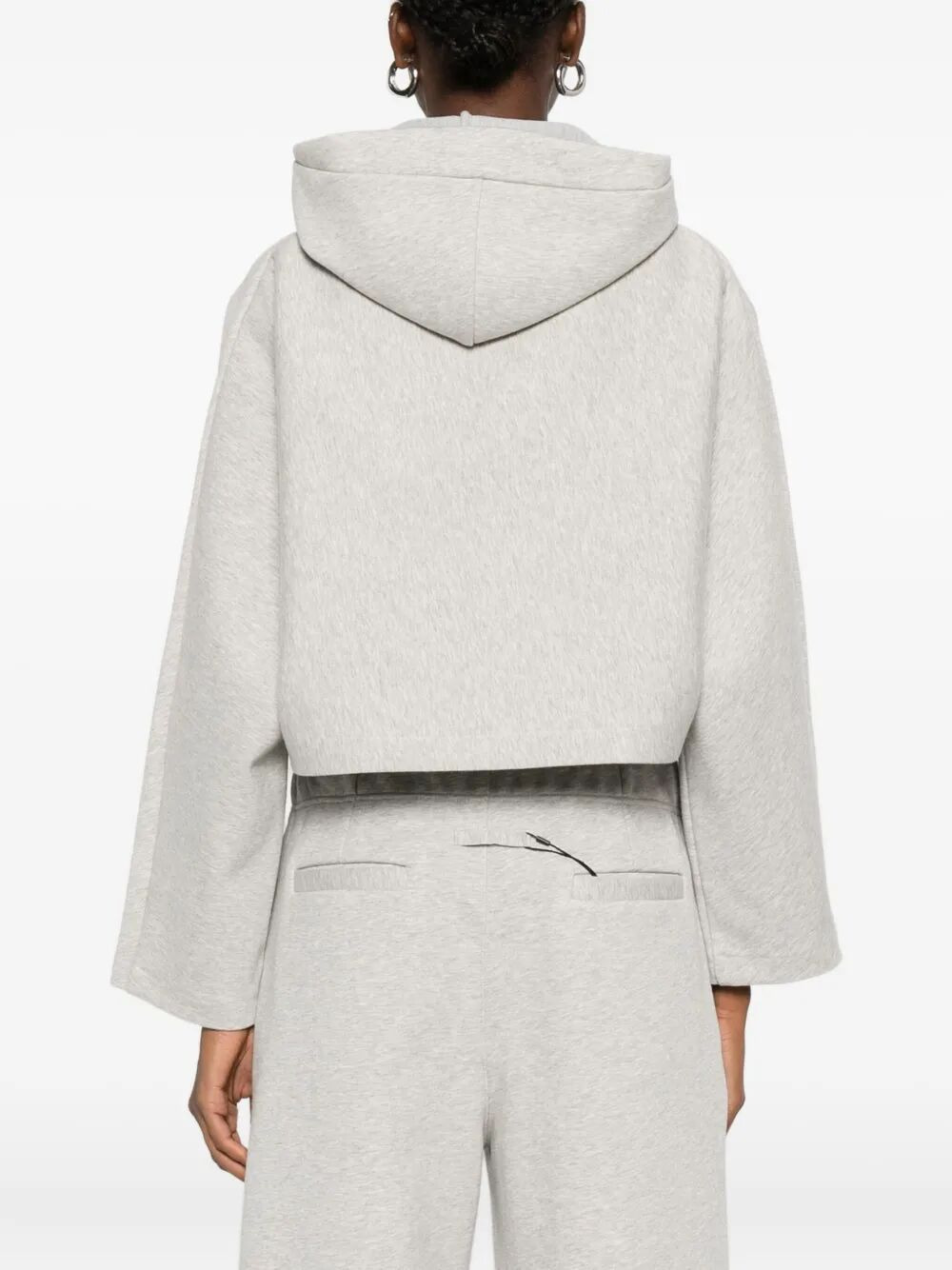 Jean Paul Gaultier Women Bonded Cotton Cropped Bat Sleeves Hoodie With "Gaultier" Embossing - 6