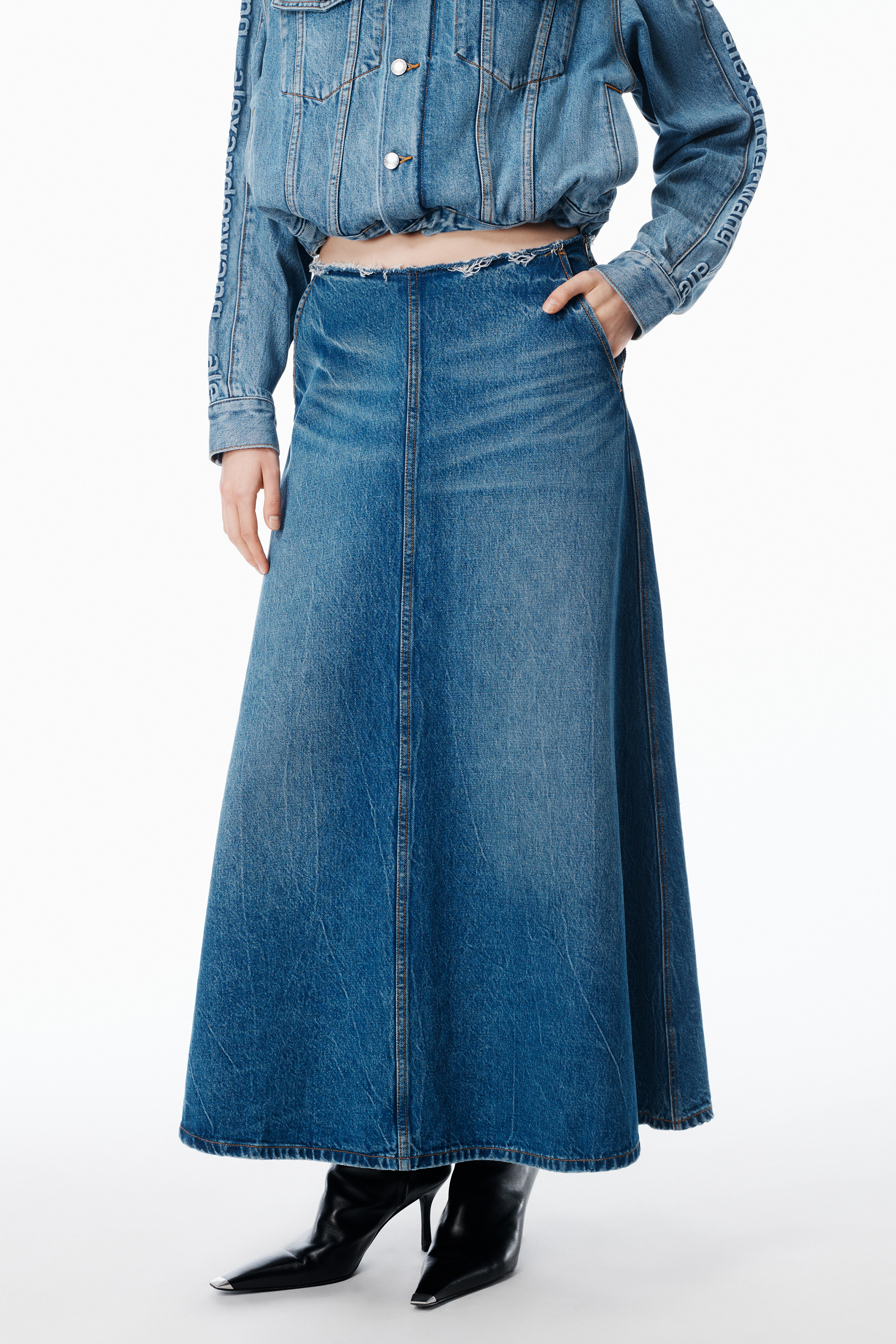 A-Line Denim Skirt Midi - 3