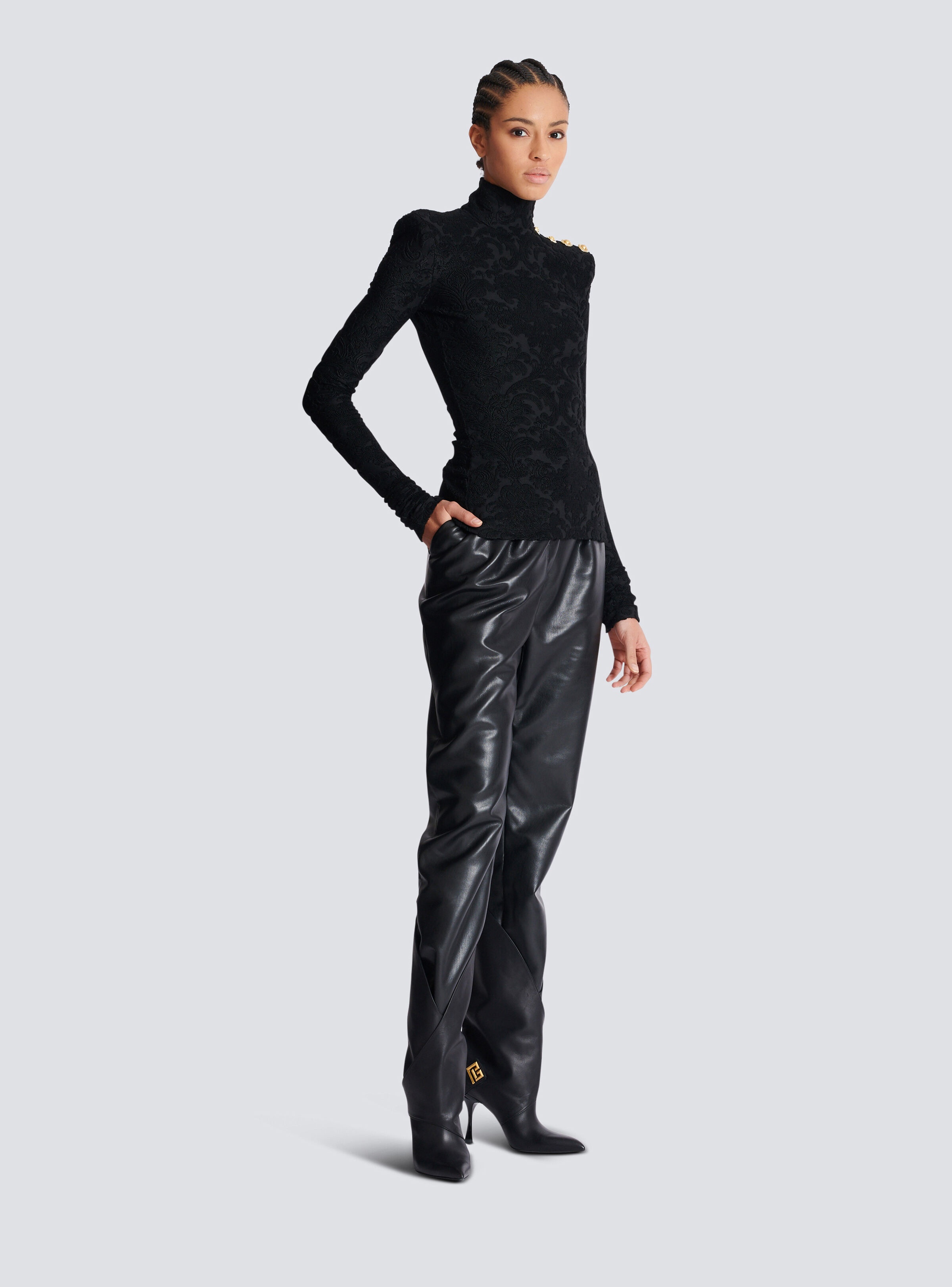 Baroque pattern long-sleeved top - 3