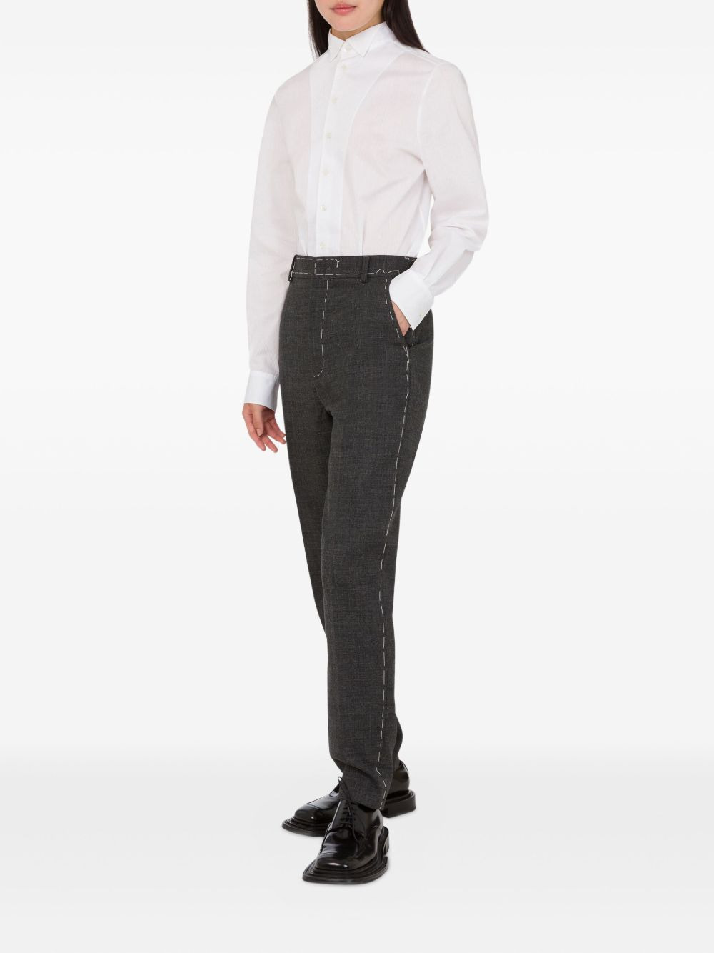 contrast-stitch wool trousers - 2