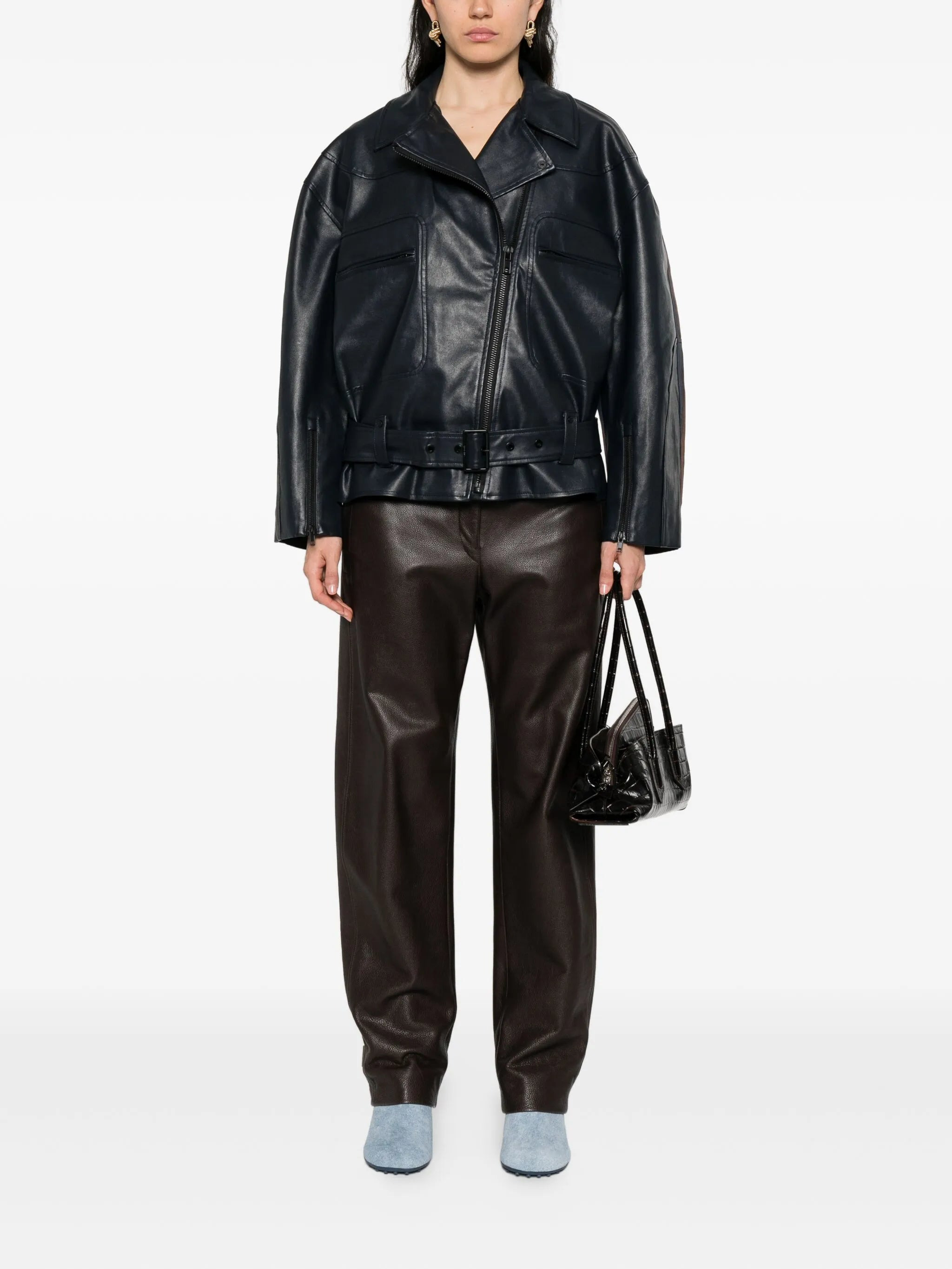 Stine Goya Belted Stripe-detail Biker Jacket - 5