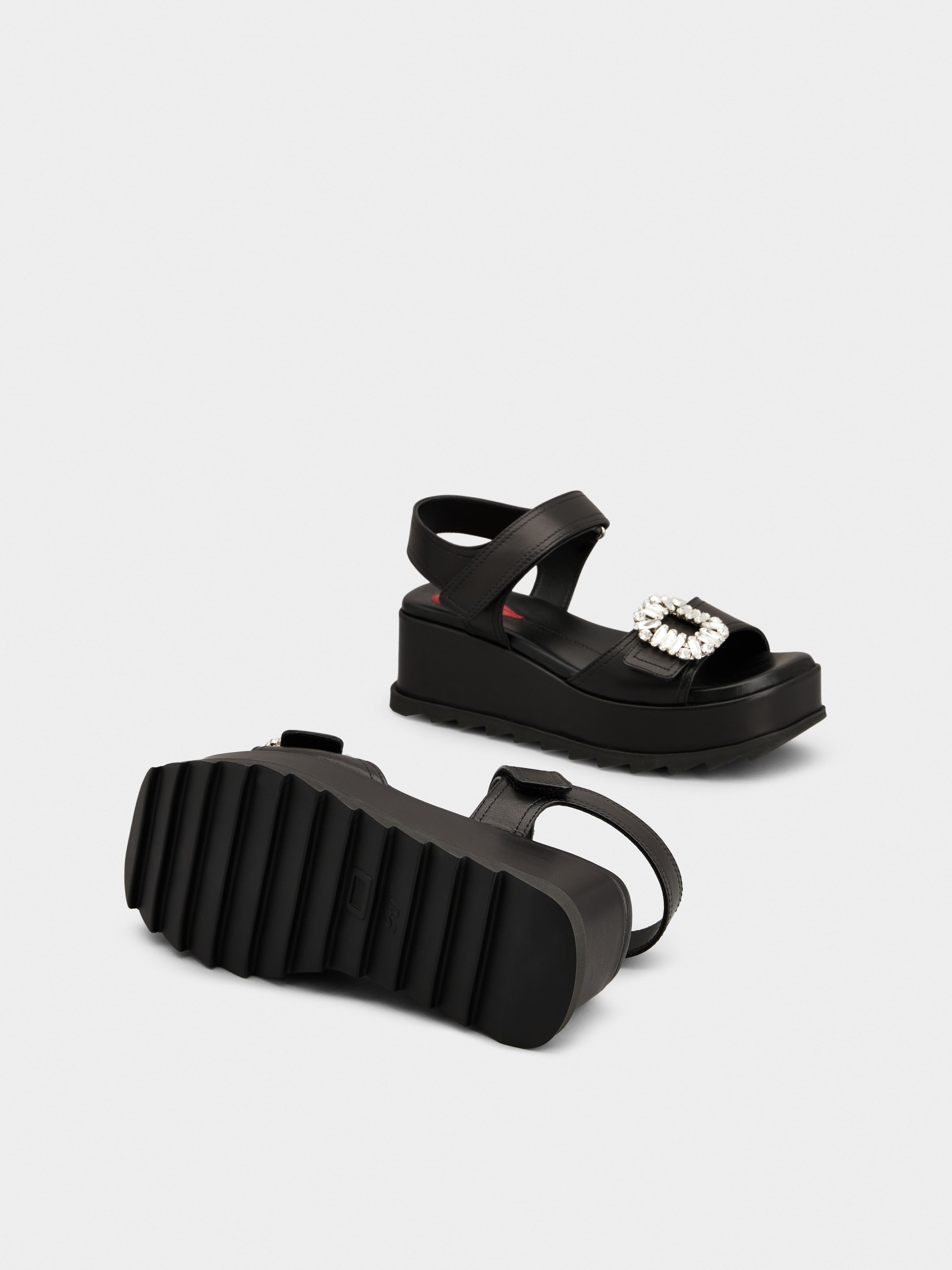 Slidy Viv' Wedge Sandals in leather - 5