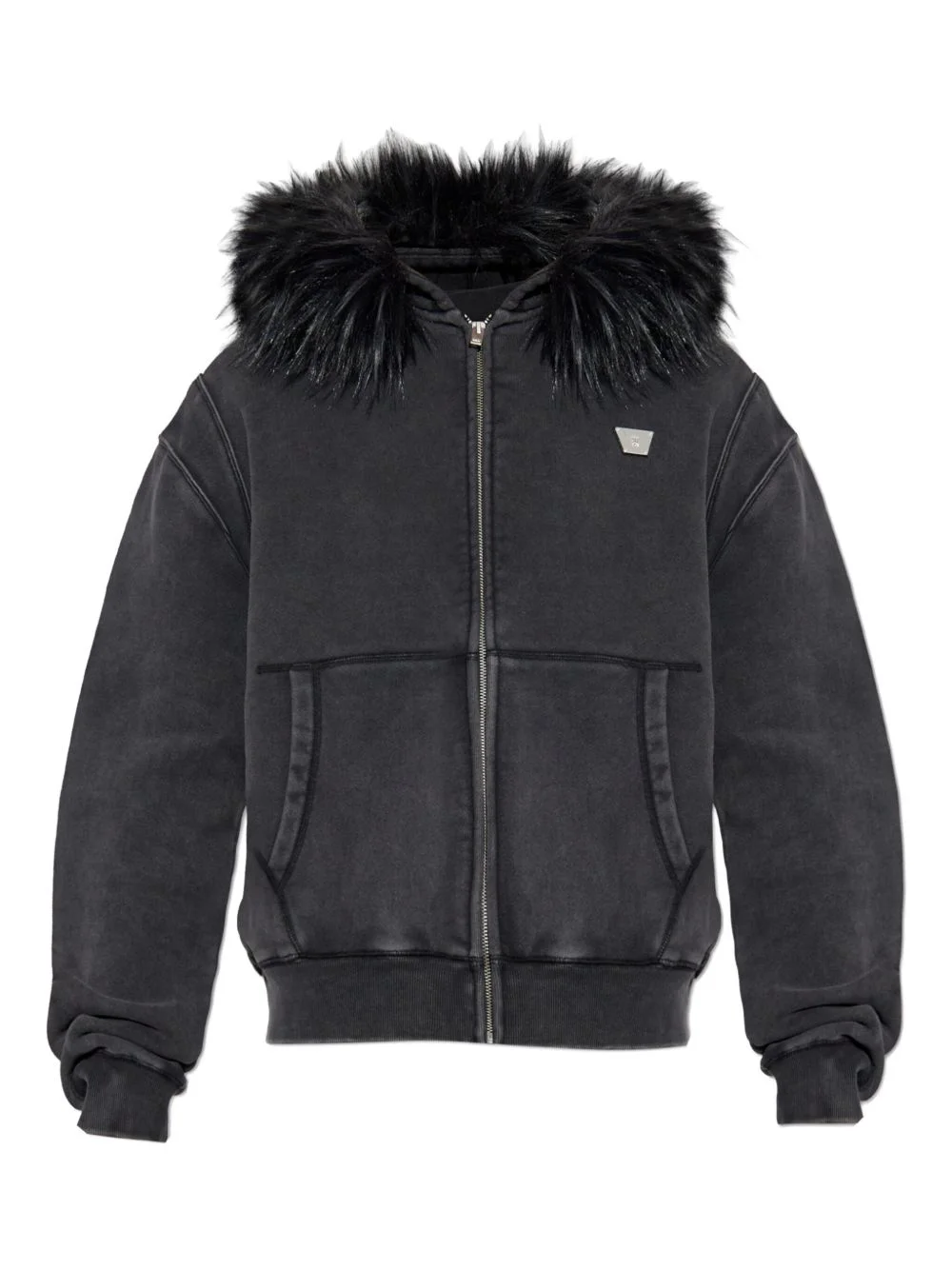 faux-fur trim hoodie - 1