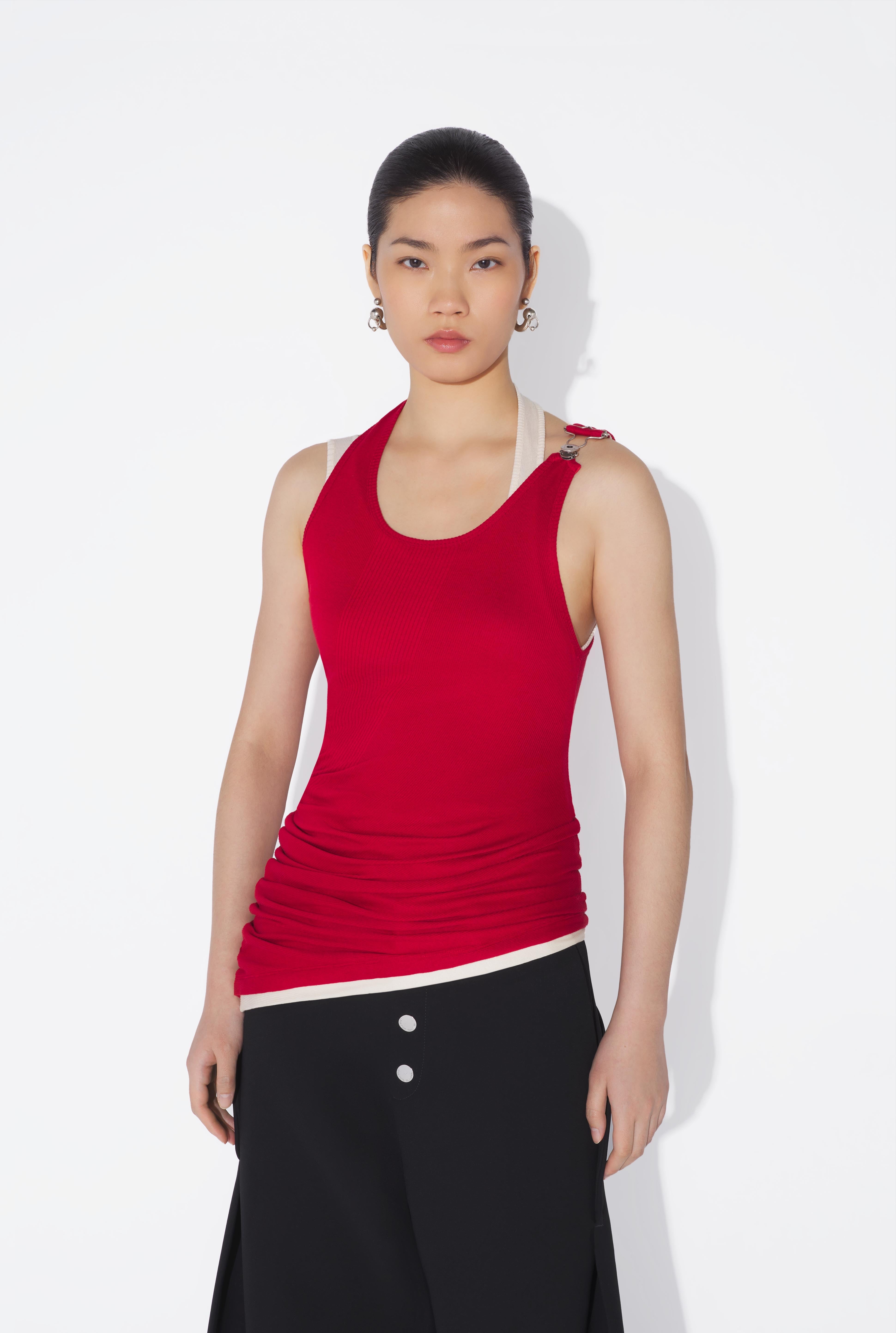 THE RED DRAPED DOUBLE TANK TOP - 4