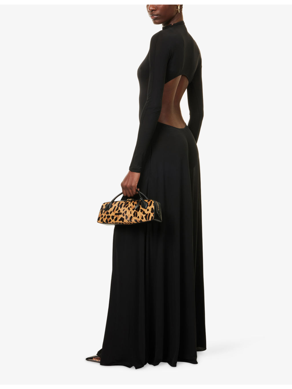 Flare Long-Sleeve Woven Jumpsuit - 2