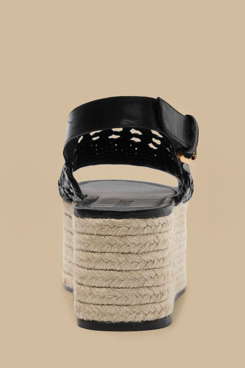Black Woven Flatform Sandal 4