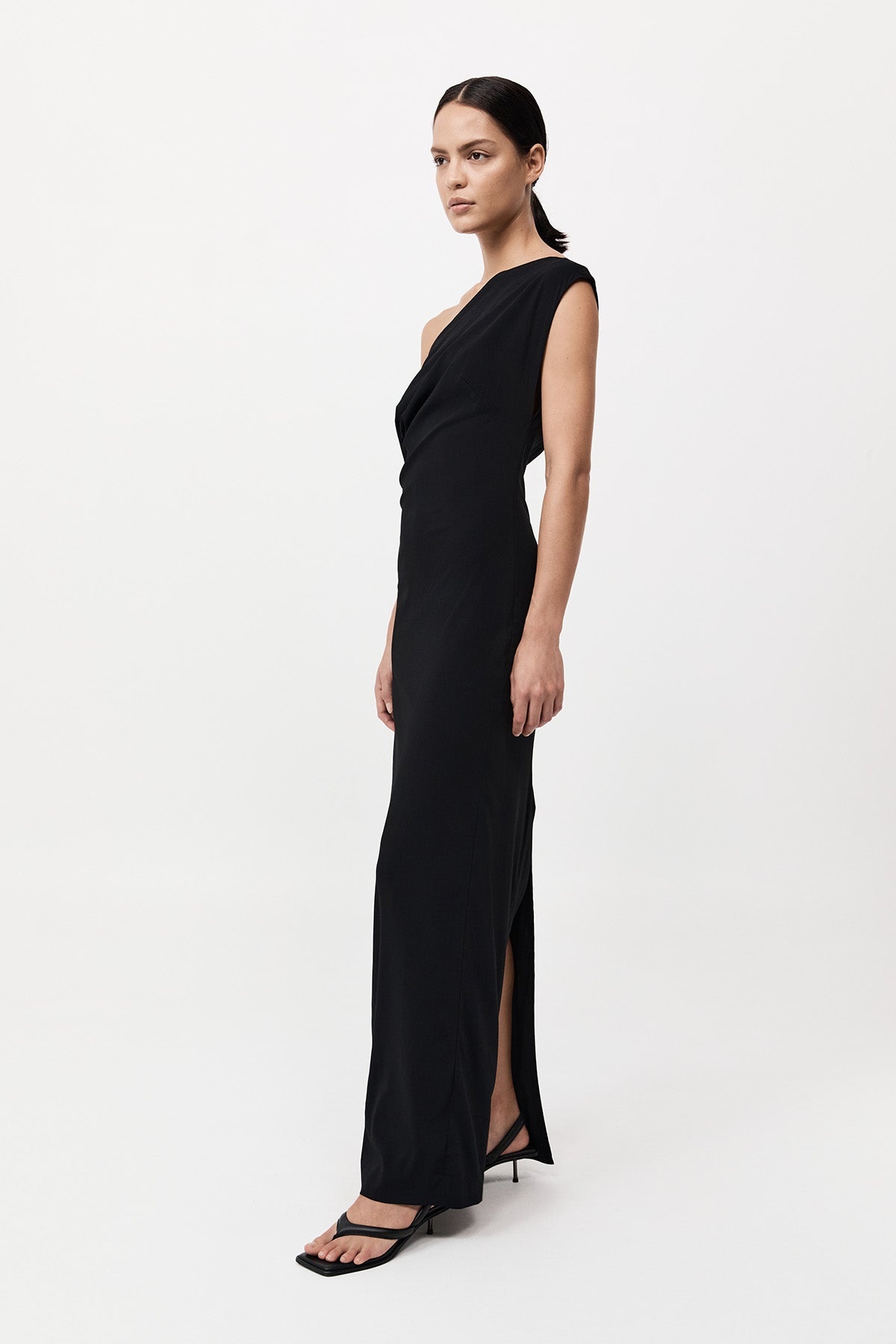 Asymmetric Off Shoulder Dress - Black - 3
