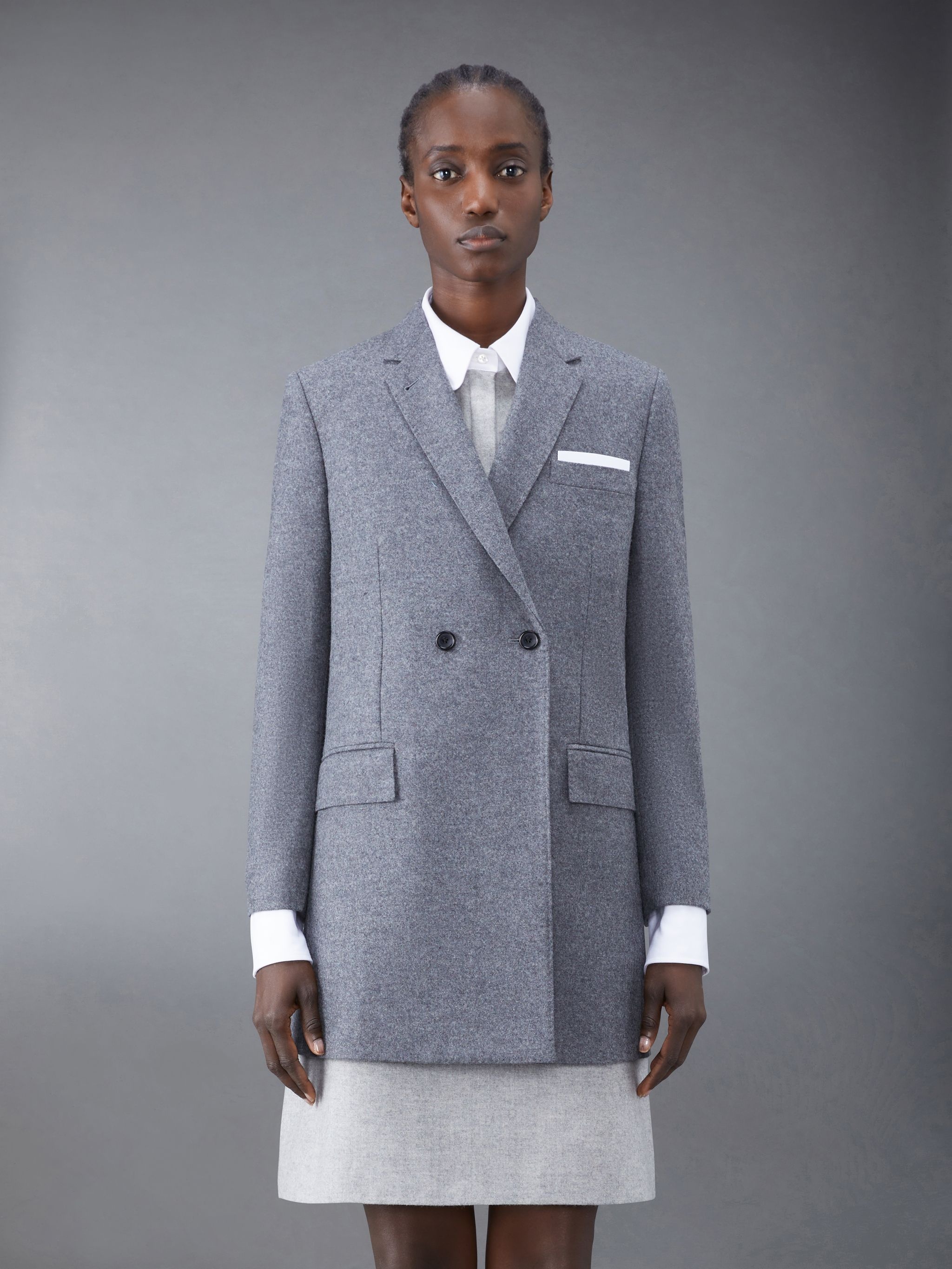 Wool Flannel Elongated Double Breasted Sport Coat - 1
