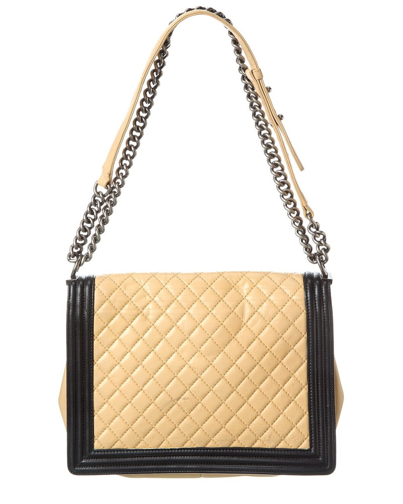 CHANEL Chanel Beige Quilted Lambskin Leather Large Boy Bag (Authentic Pre-Loved) outlook