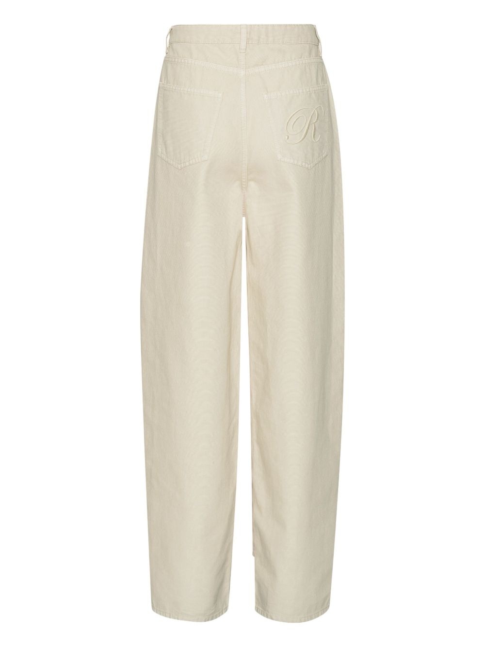 R-embroidery cotton straight-leg jeans - 5