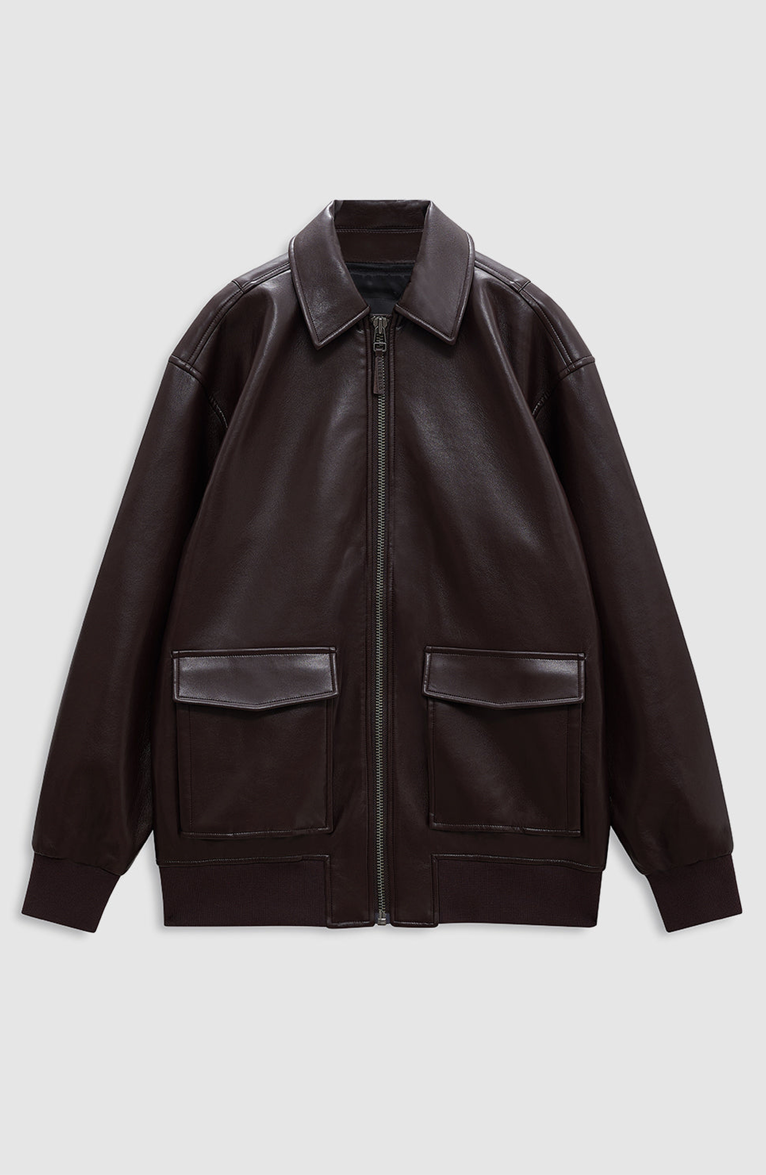 ANINE BING Kelanie Recycled Leather Jacket in Deep Brown at Nordstrom - 4