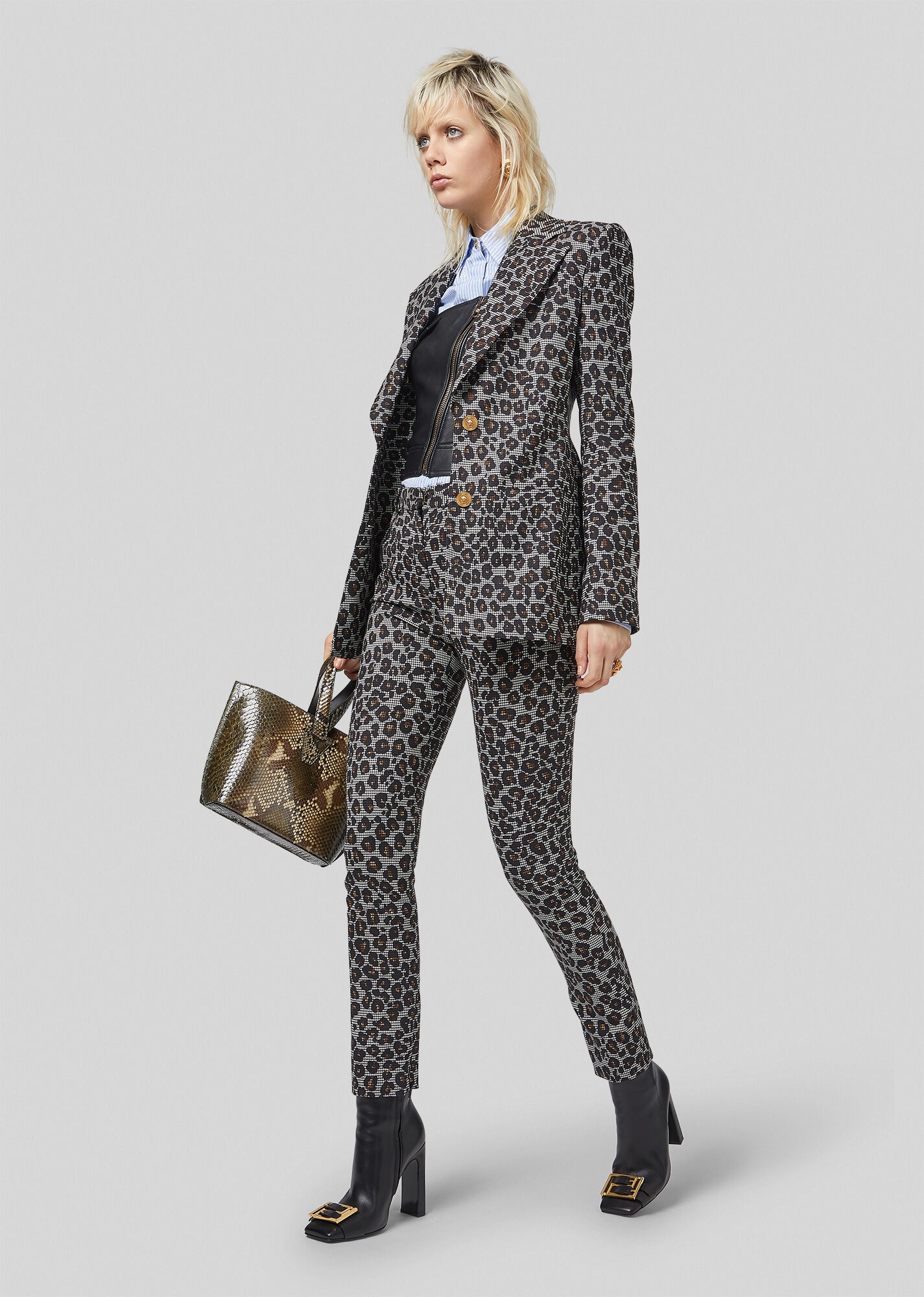 Animalier Houndstooth Wool Trousers - 4