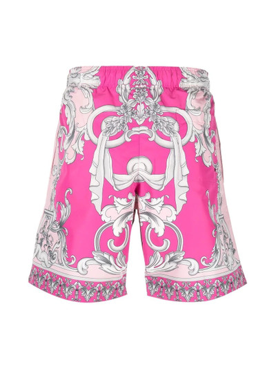 VERSACE baroque pattern-print swim shorts outlook