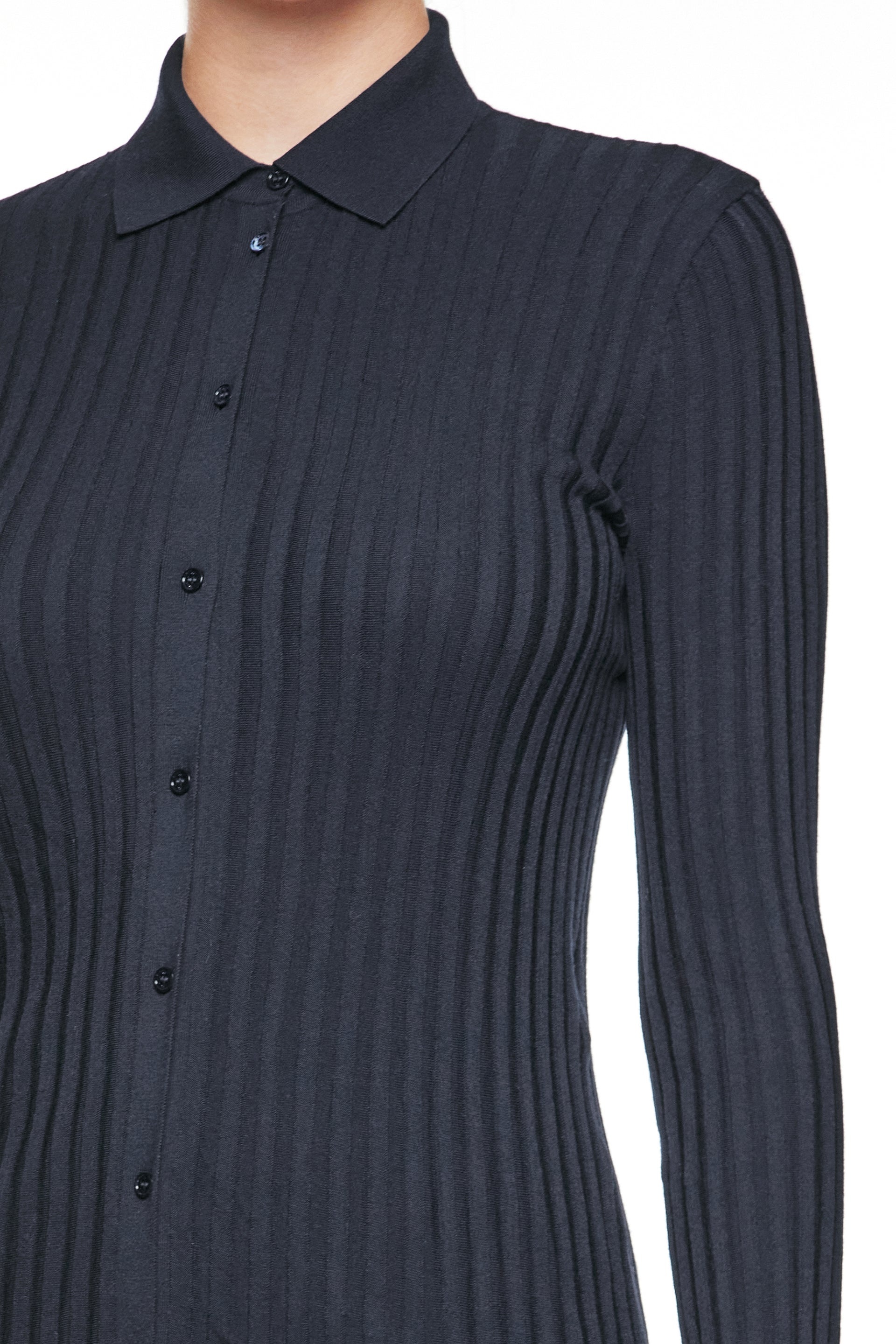Cavalieri Knit Shirt in Navy Merino Wool - 7