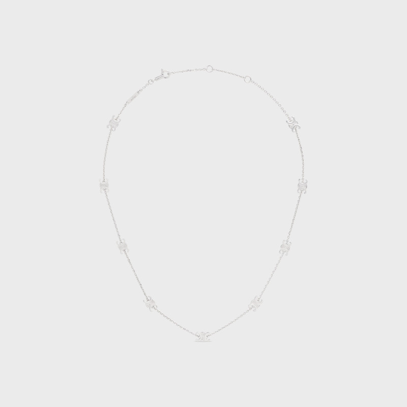 Triomphe Mini Triomphe Necklace in Brass with Rhodium Finish 1