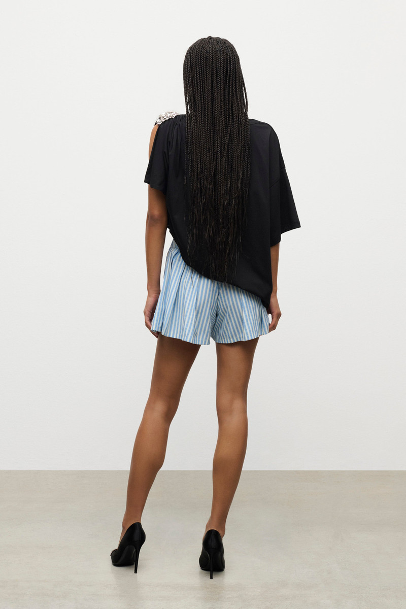 CRYSTAL GROMMET POPLIN PLEATED SHORT 4