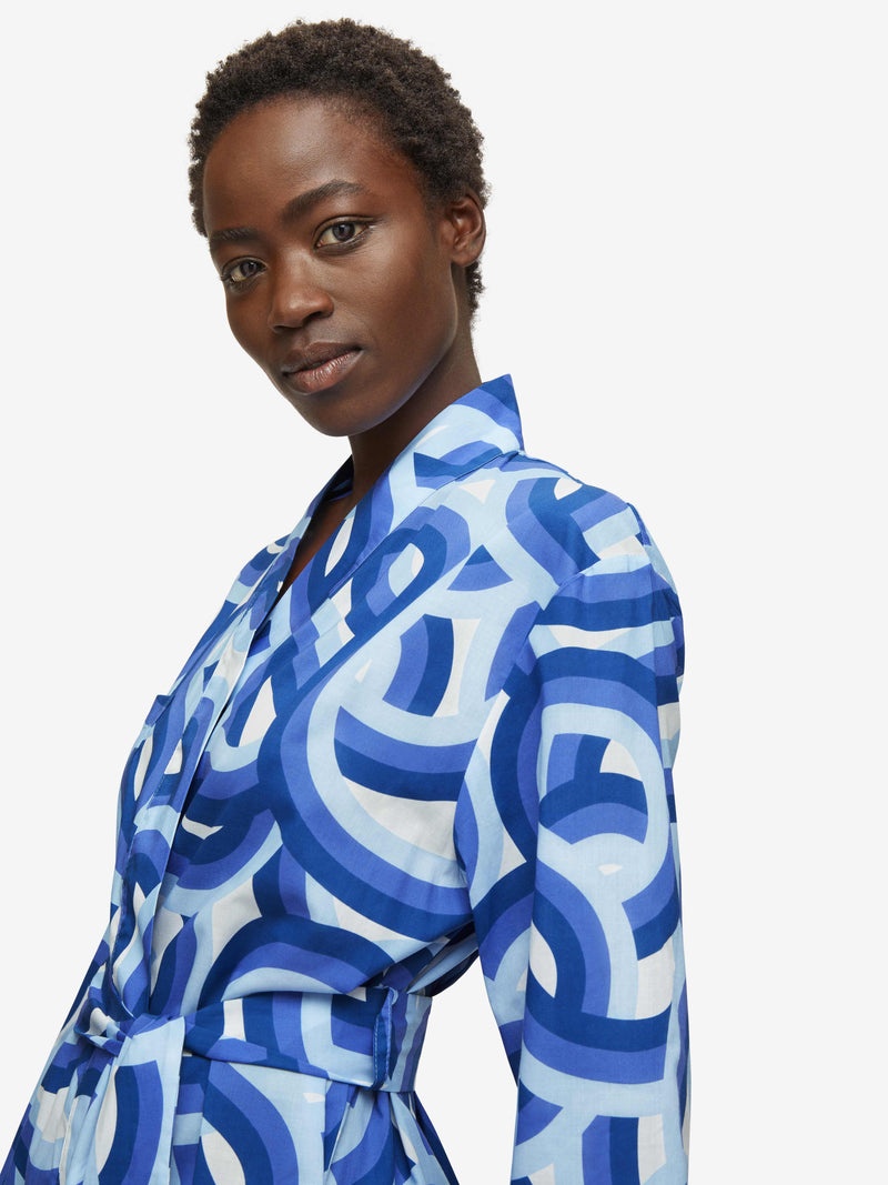 Women's Long Dressing Gown Ledbury 51 Cotton Batiste Blue - 5