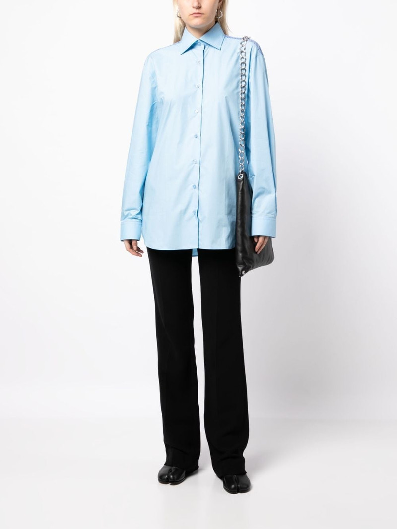 Raf Simons mesh-panel cotton-poplin shirt outlook