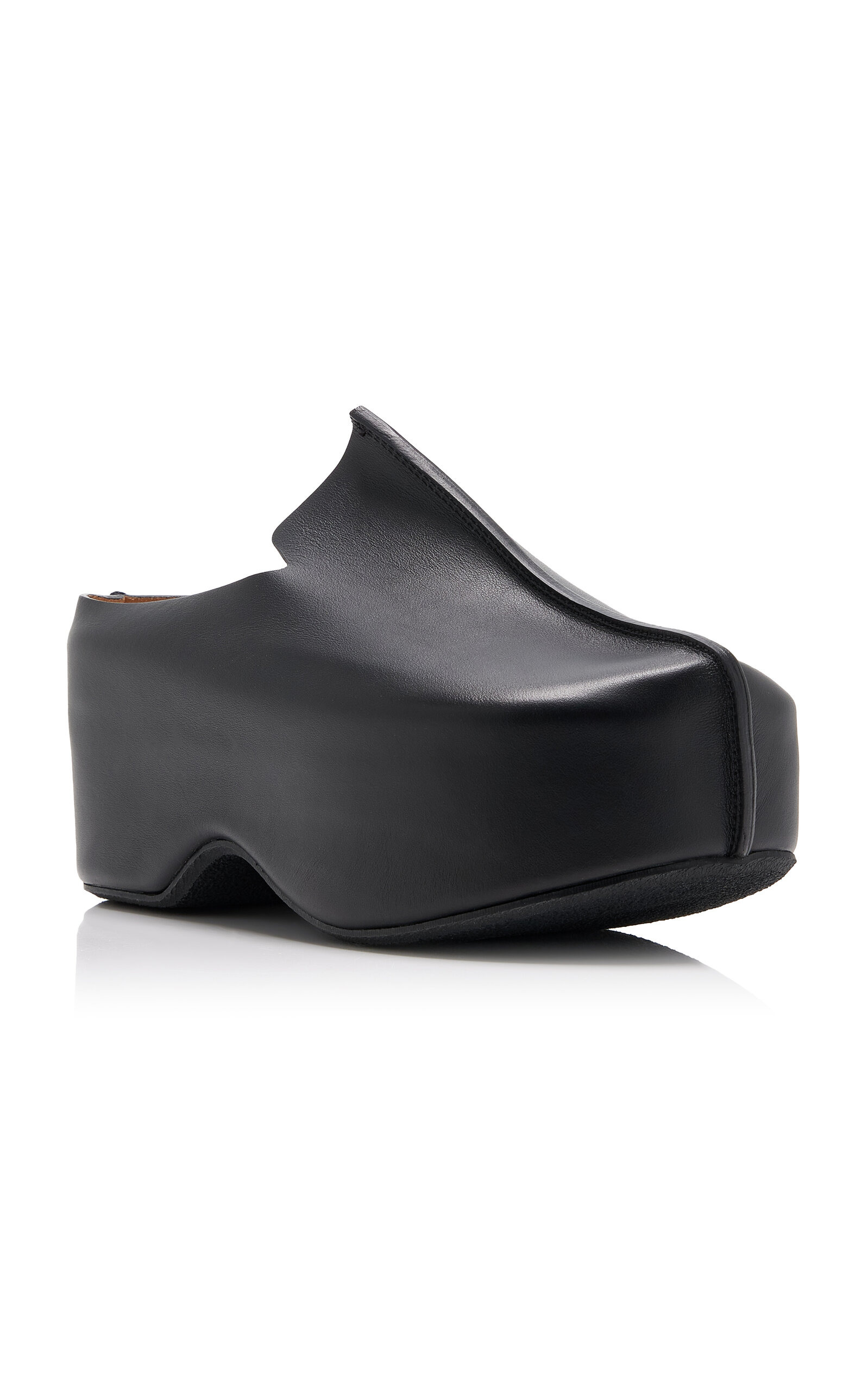 Leather Platform Clogs black - 4