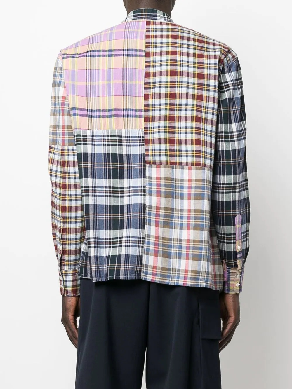 patchwork checked shirt - 4