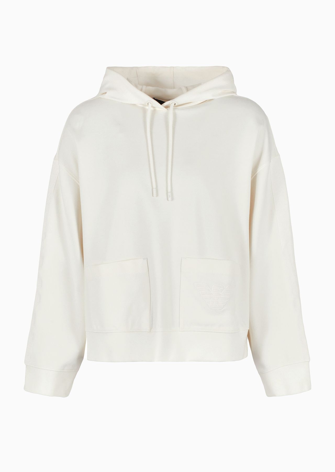 Hooded sweatshirt in Milano-stitch fabric with logo tape - 1