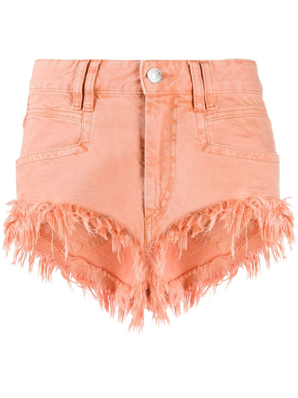 fringed denim shorts - 1