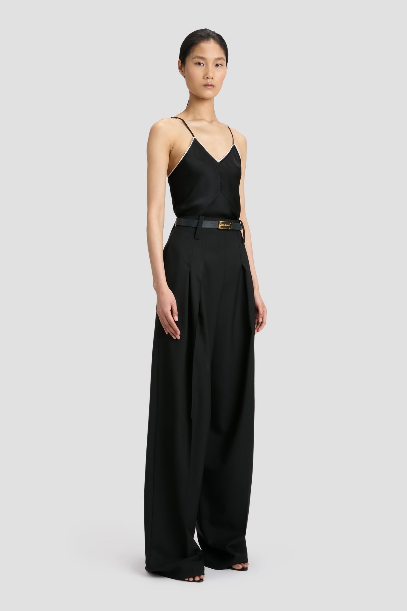 Lace Detail Cami Top In Black - 3