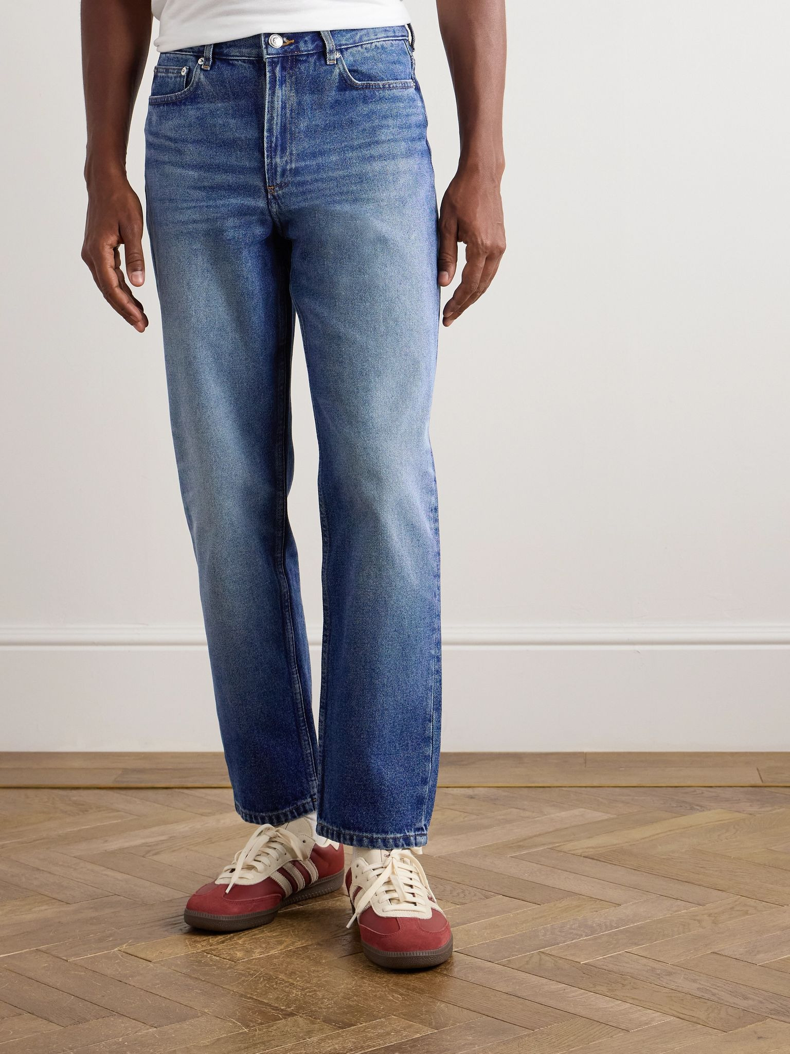 Martin Straight-Leg Cropped Stonewashed Jeans Blue - 3