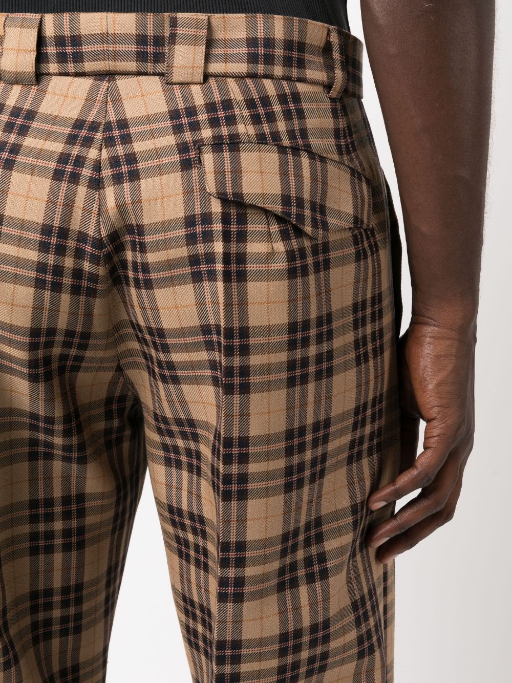 check-pattern straight-leg trousers - 5
