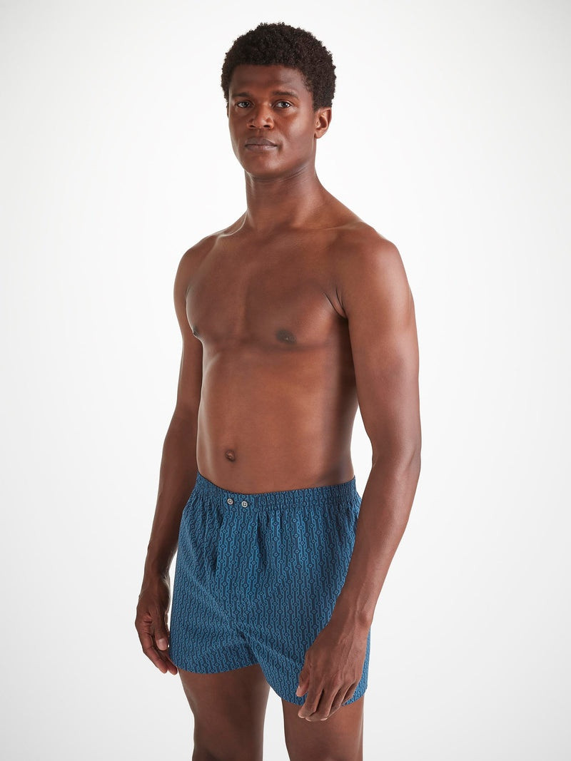Men's Classic Fit Boxers Cotton Batiste Navy Rope Print 1