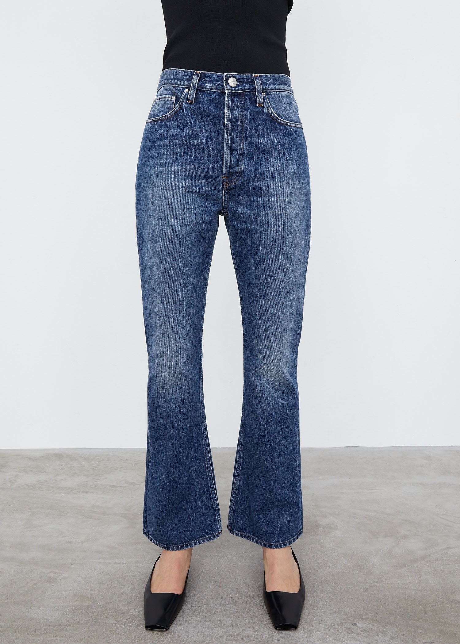 Cropped kick denim mid blue - 4