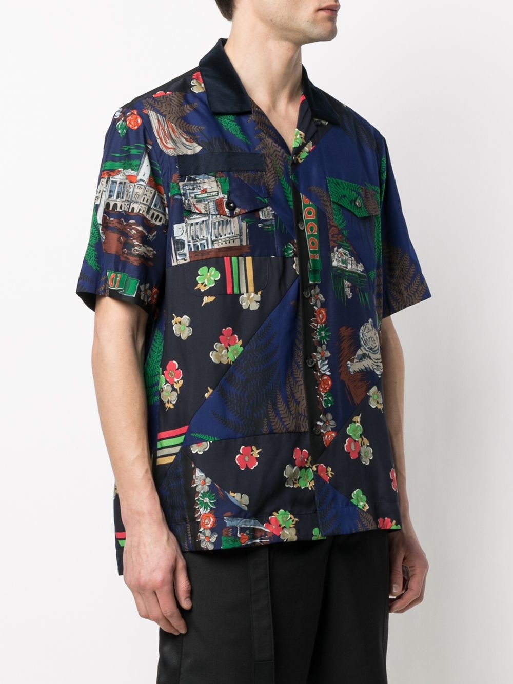 mixed-print cotton shirt - 3