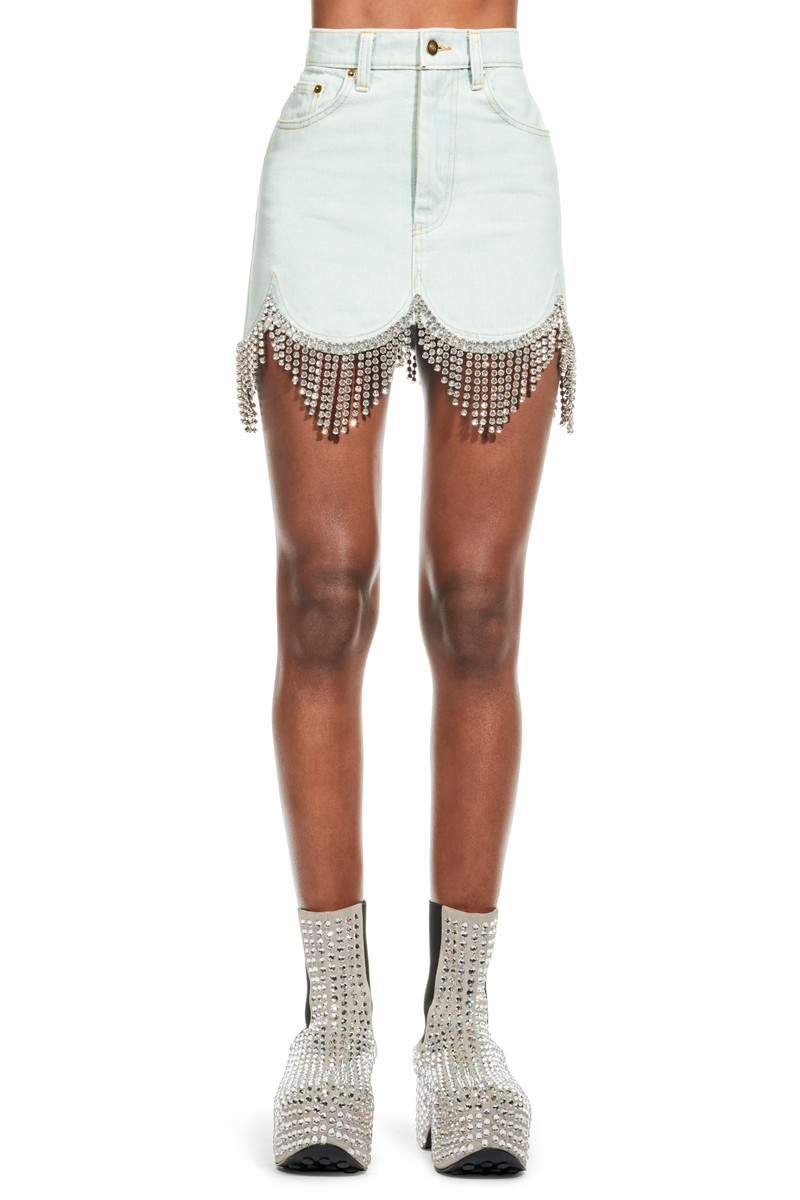 SCALLOPED DENIM CRYSTAL SKIRT 1